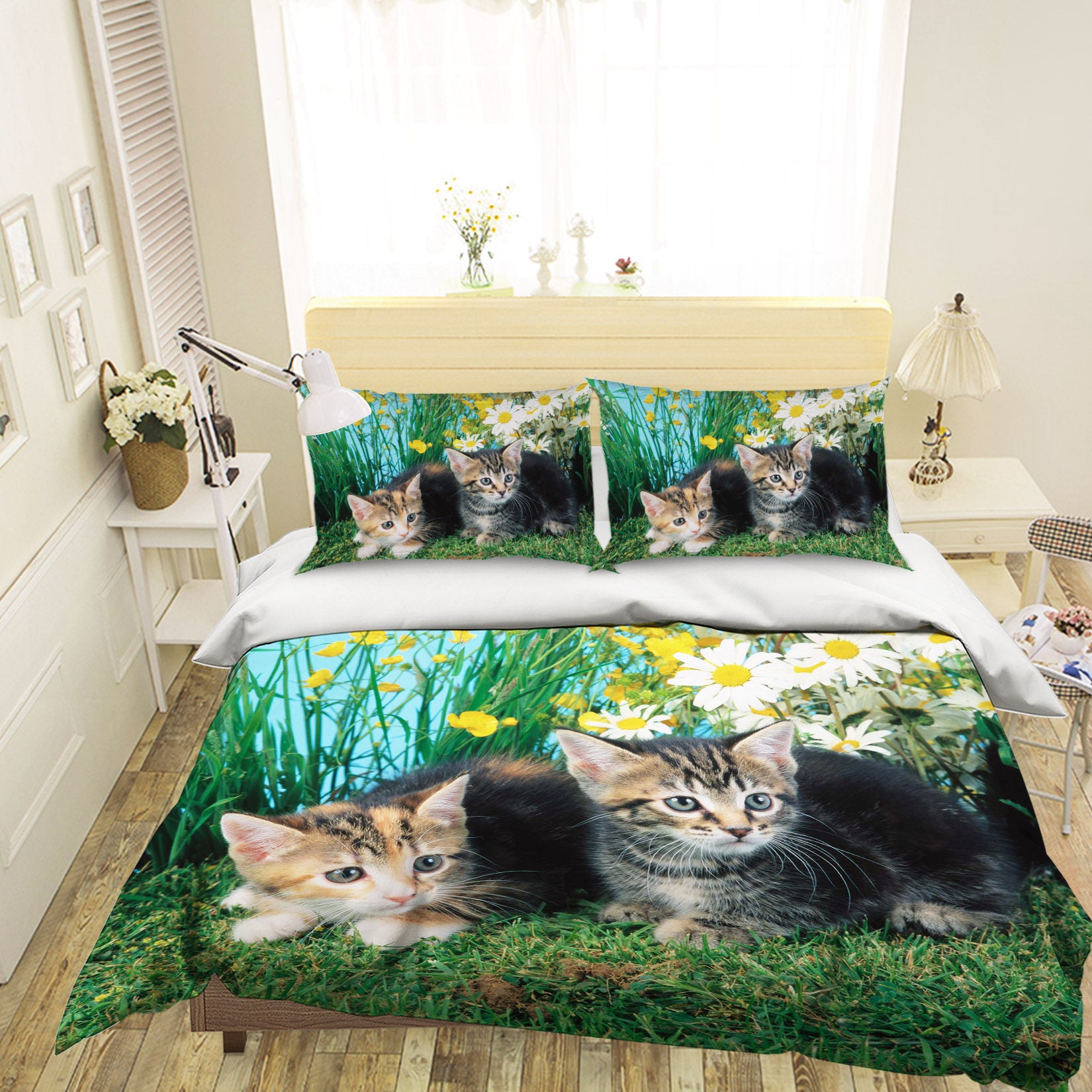 3D Cat Chrysanthemum 1902 Bed Pillowcases Quilt