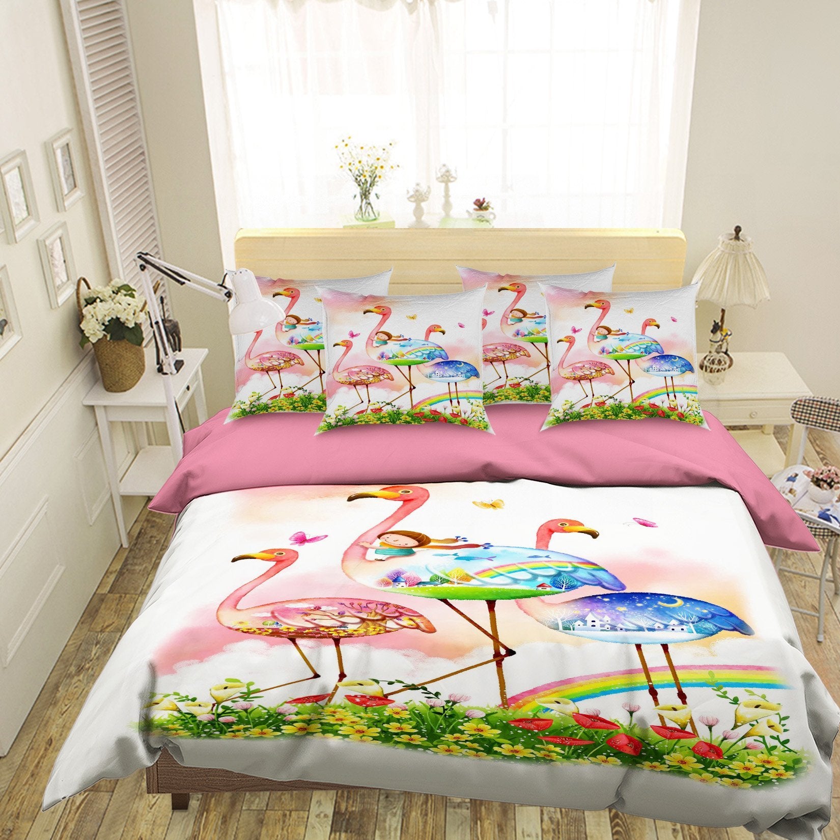 3D Flamingo Painting 040 Bed Pillowcases Quilt Wallpaper AJ Wallpaper