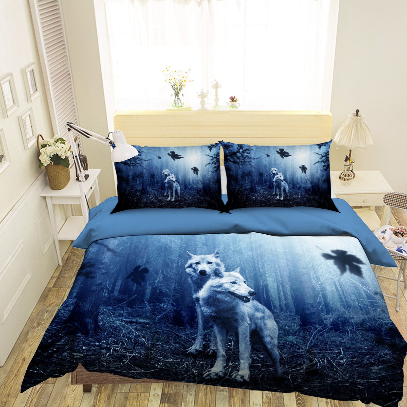 3D Wild Wolf 1955 Bed Pillowcases Quilt