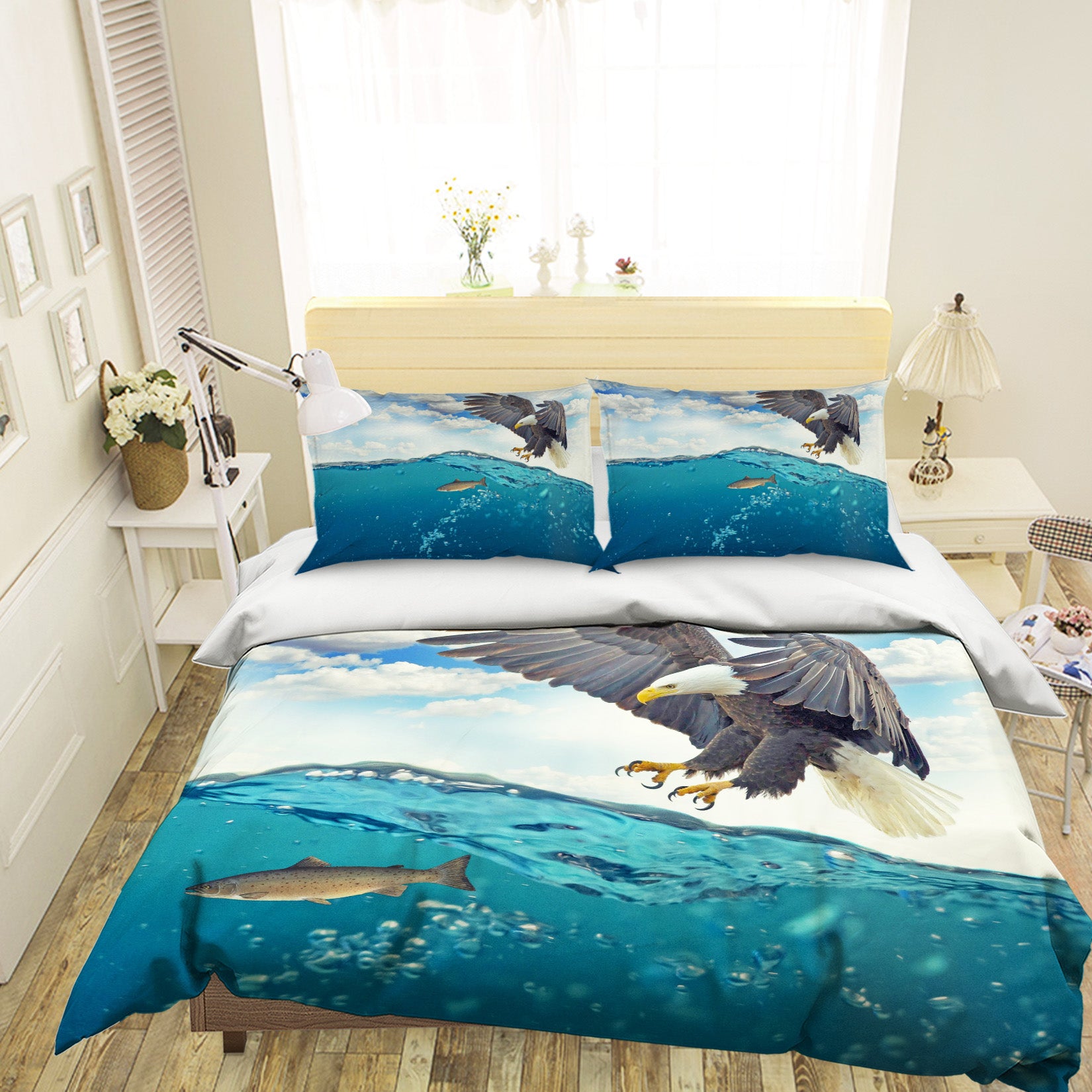 3D Sea Eagle 1953 Bed Pillowcases Quilt