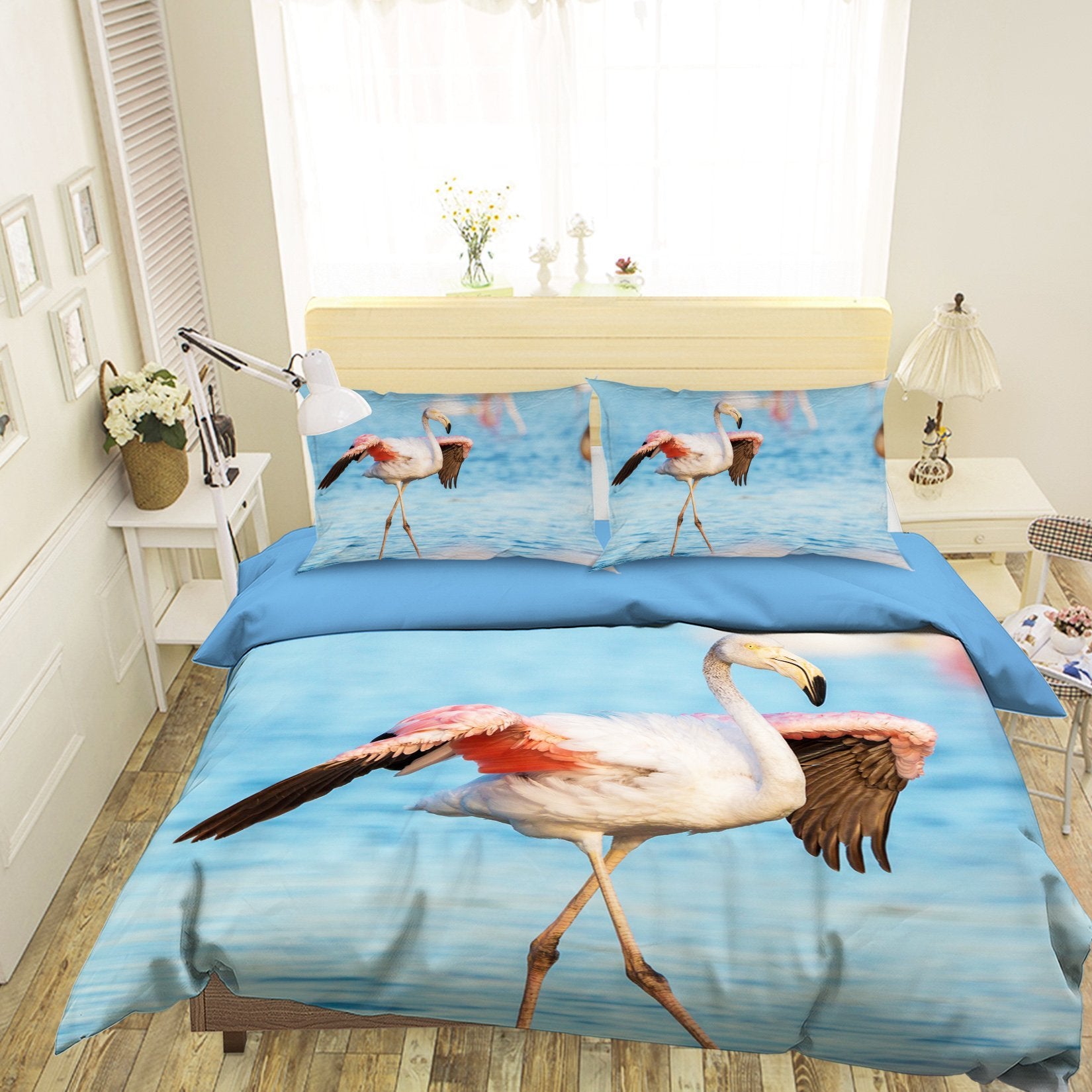 3D Flamingo 1940 Bed Pillowcases Quilt Quiet Covers AJ Creativity Home