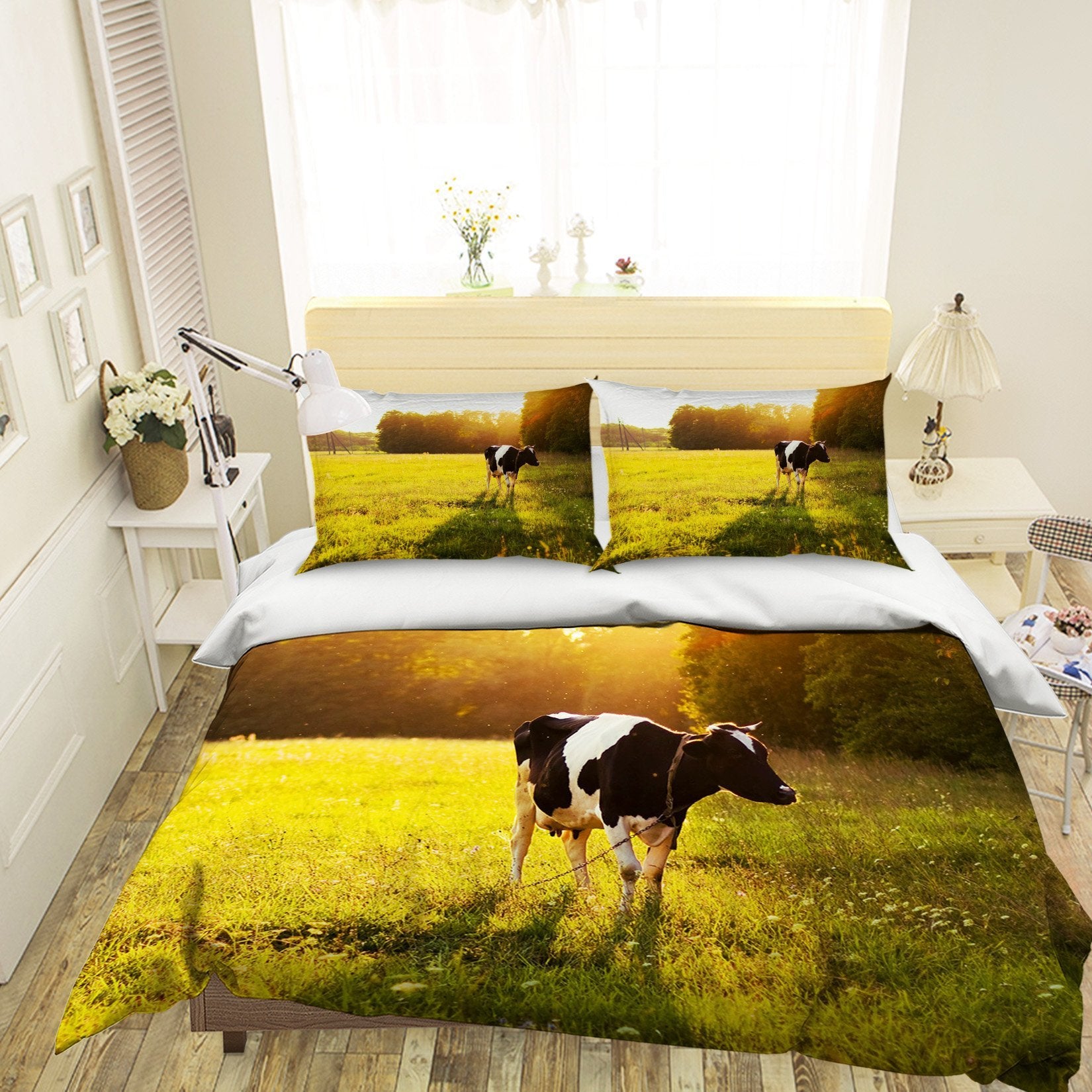 3D Sunshine Cow 1979 Bed Pillowcases Quilt Quiet Covers AJ Creativity Home