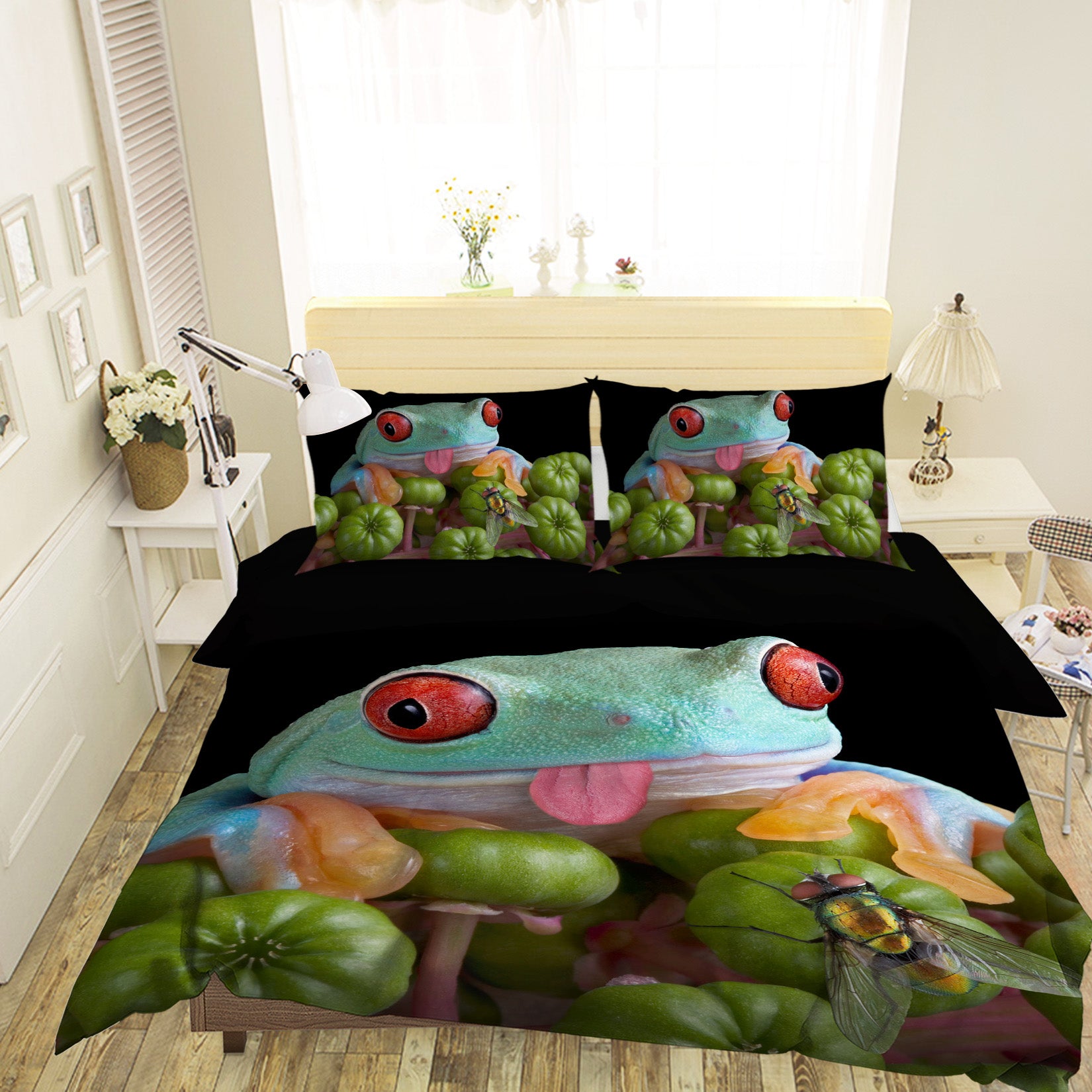 3D Color Frog 1909 Bed Pillowcases Quilt