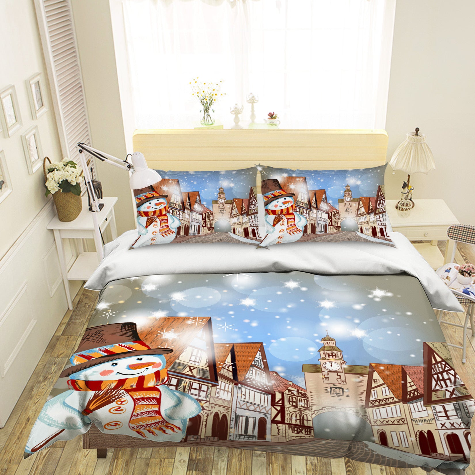 3D Snowman House 31123 Christmas Quilt Duvet Cover Xmas Bed Pillowcases