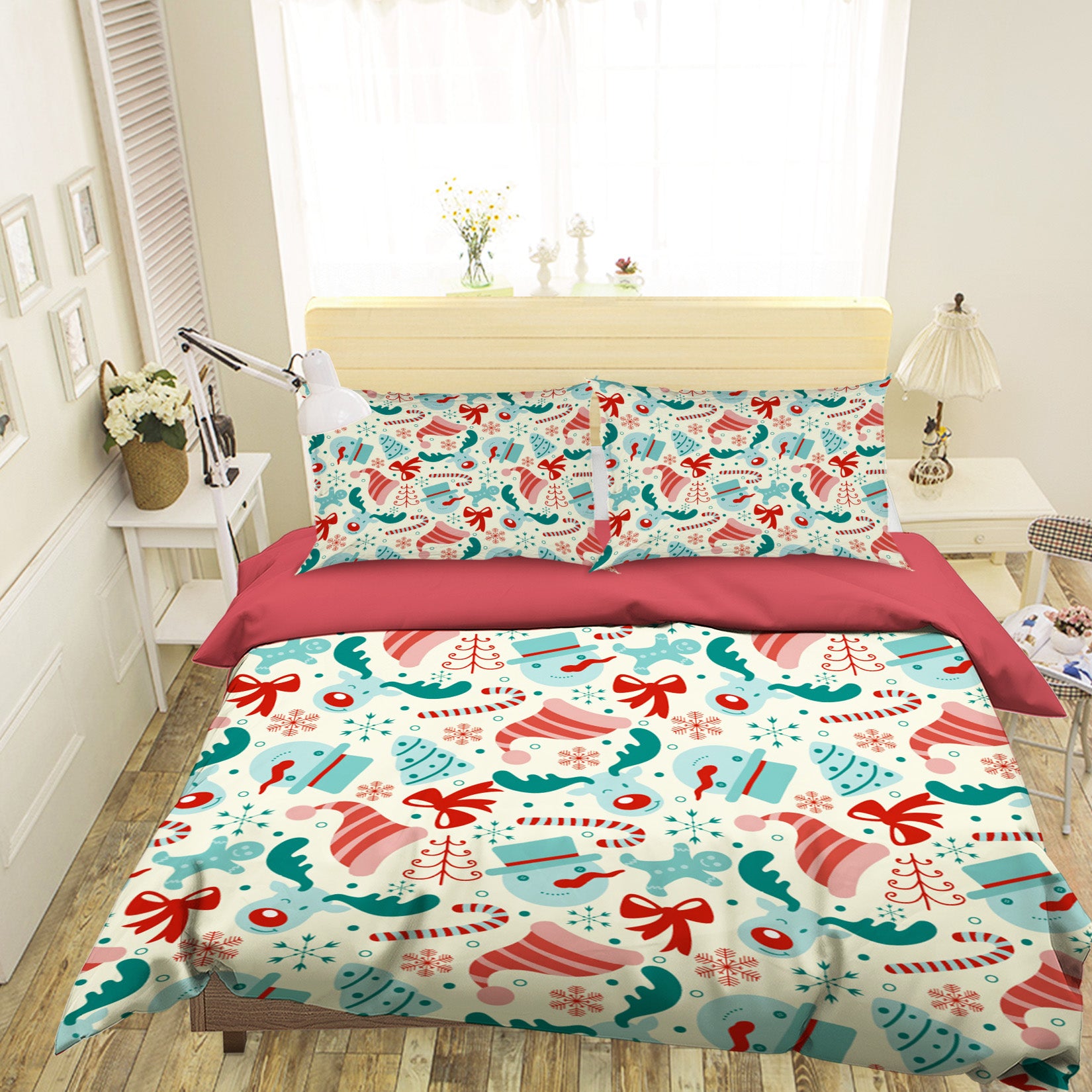 3D Snowman Hat Deer 31103 Christmas Quilt Duvet Cover Xmas Bed Pillowcases