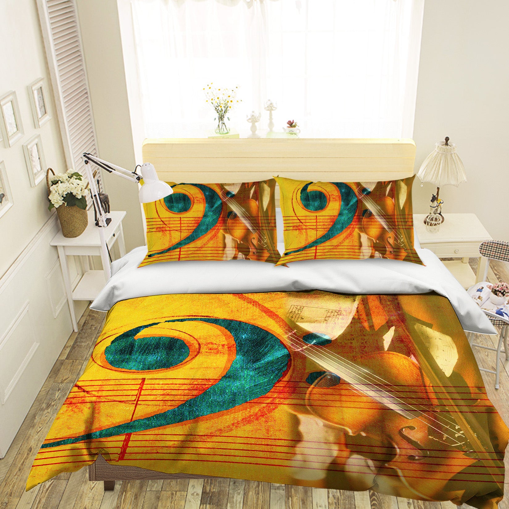 3D Violin Note 086 Bed Pillowcases Quilt
