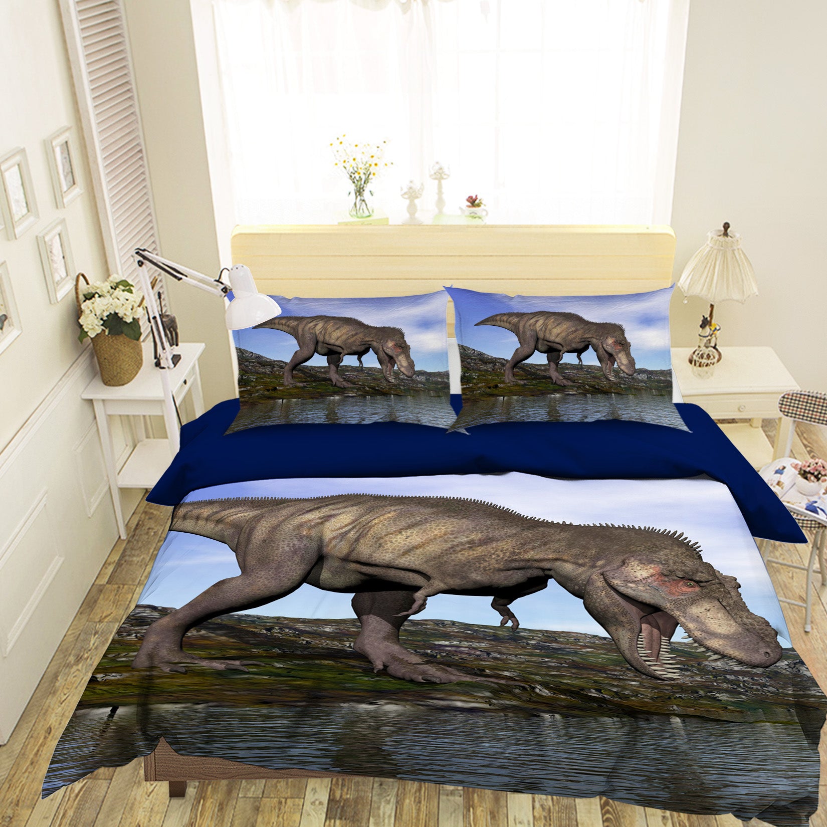 3D Dinosaur River 024 Bed Pillowcases Quilt