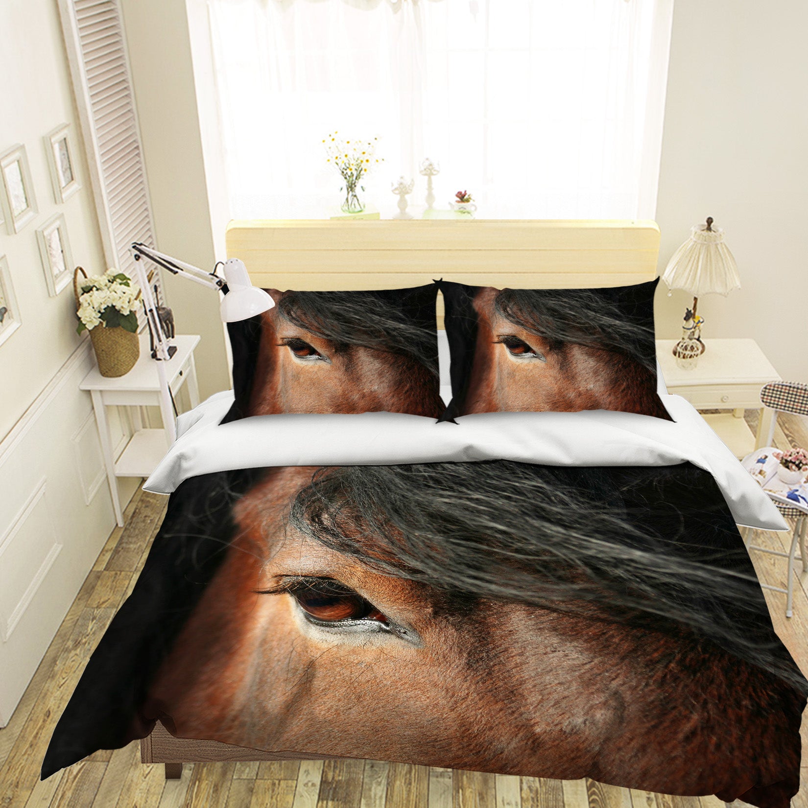 3D Horse Eye 1911 Bed Pillowcases Quilt