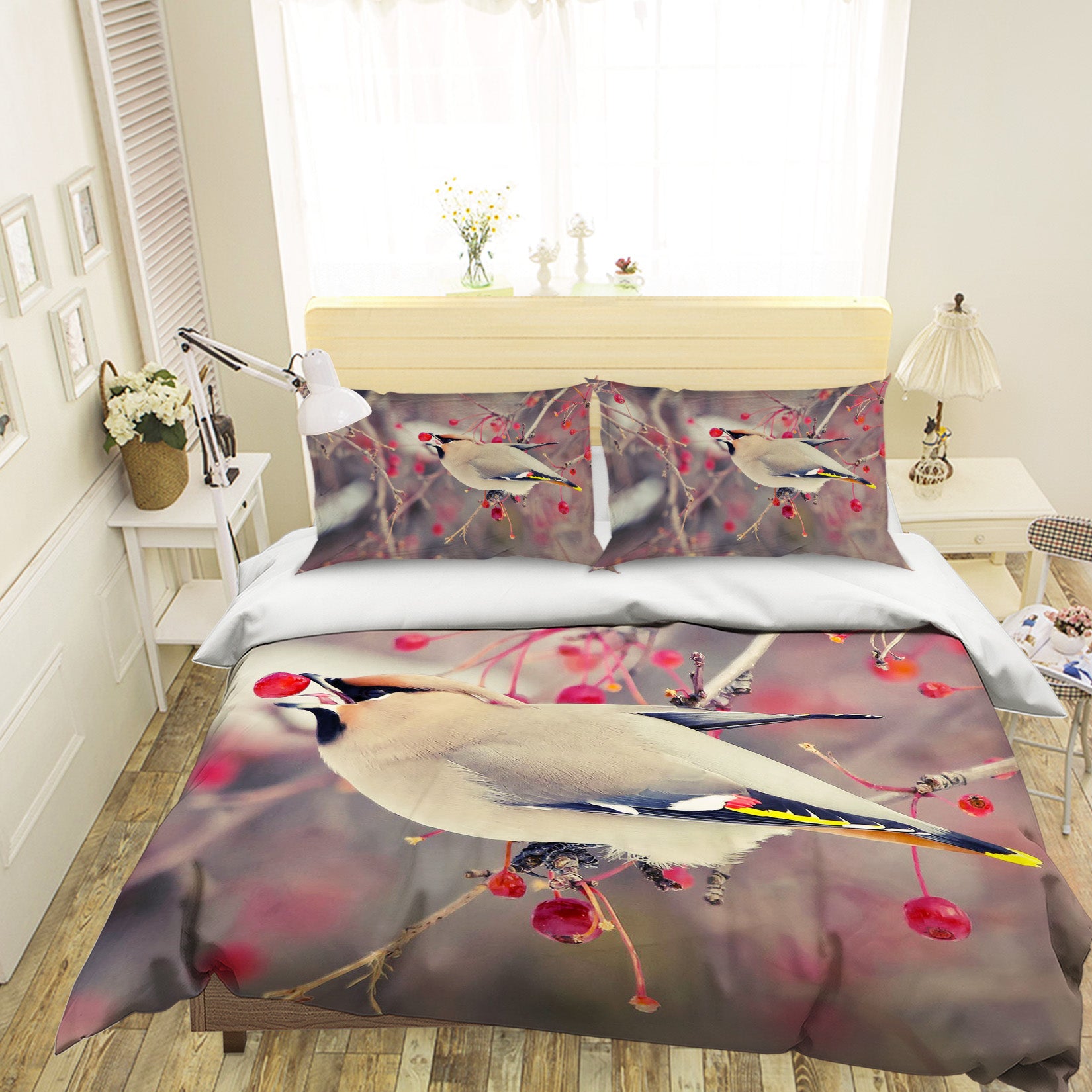 3D Plum Magpie 1923 Bed Pillowcases Quilt