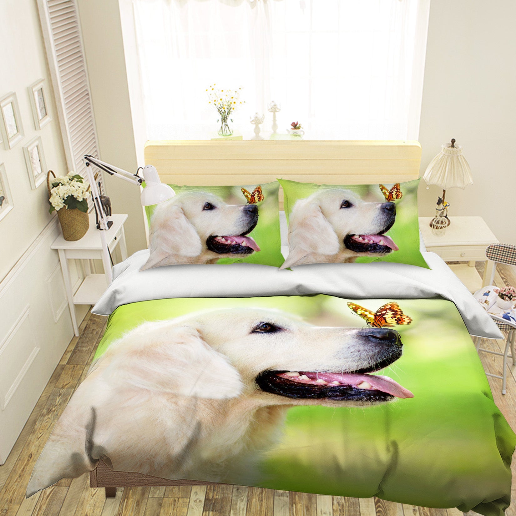 3D Butterfly Dog 1913 Bed Pillowcases Quilt