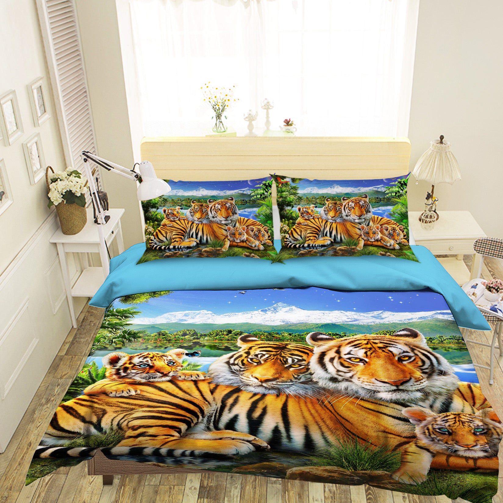 3D Loving Tigers 2041 Adrian Chesterman Bedding Bed Pillowcases Quilt