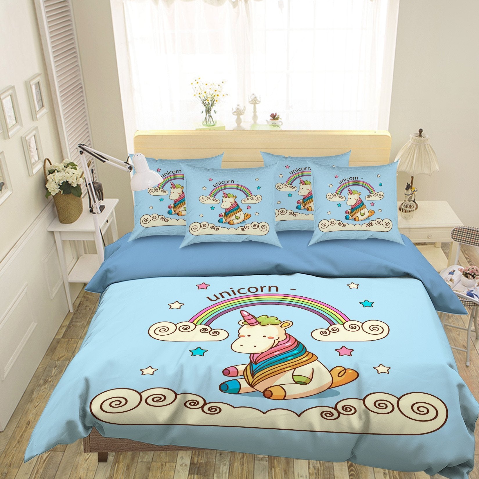 3D Unicorn Rainbow 024 Bed Pillowcases Quilt Wallpaper AJ Wallpaper