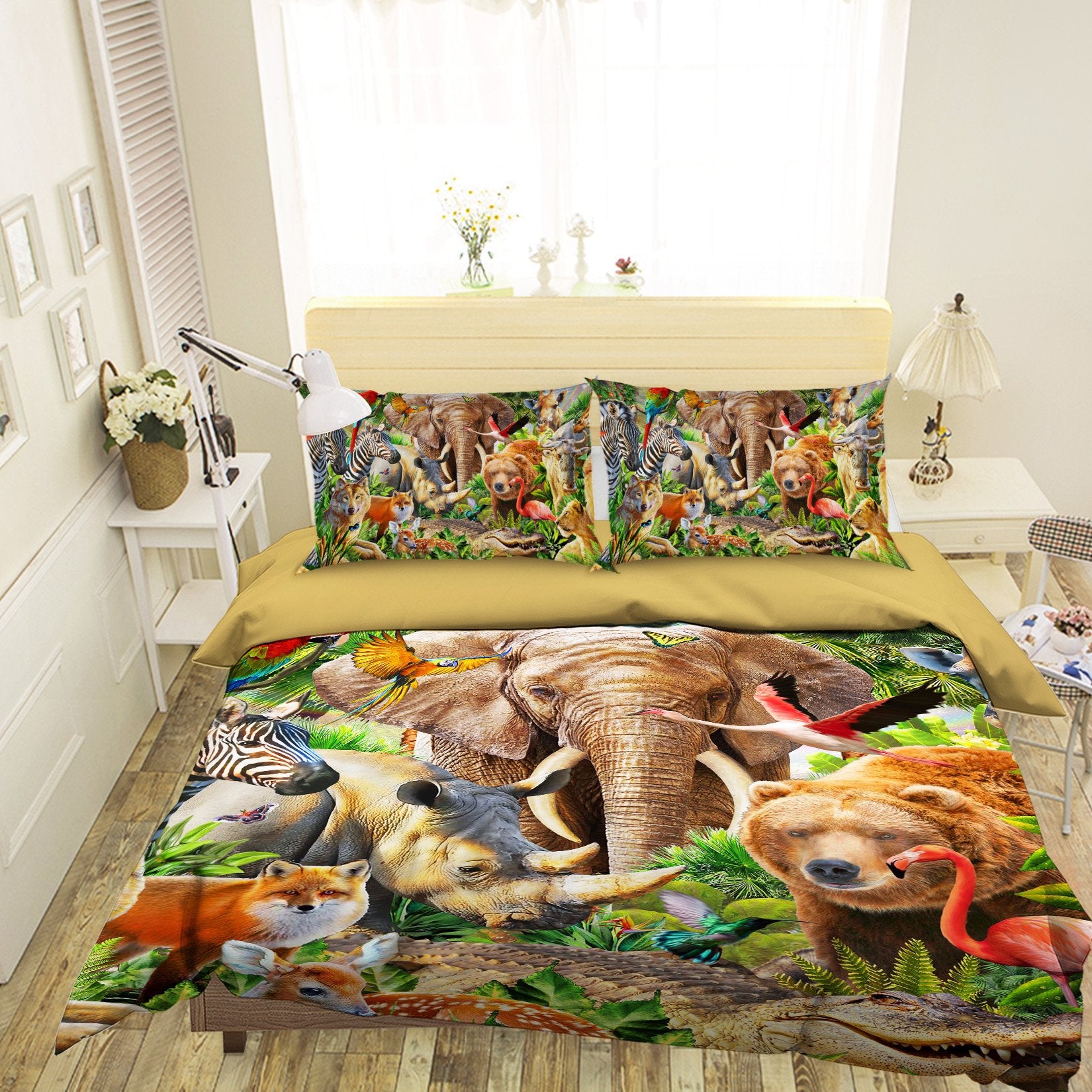 3D Animal World 2129 Adrian Chesterman Bedding Bed Pillowcases Quilt Quiet Covers AJ Creativity Home