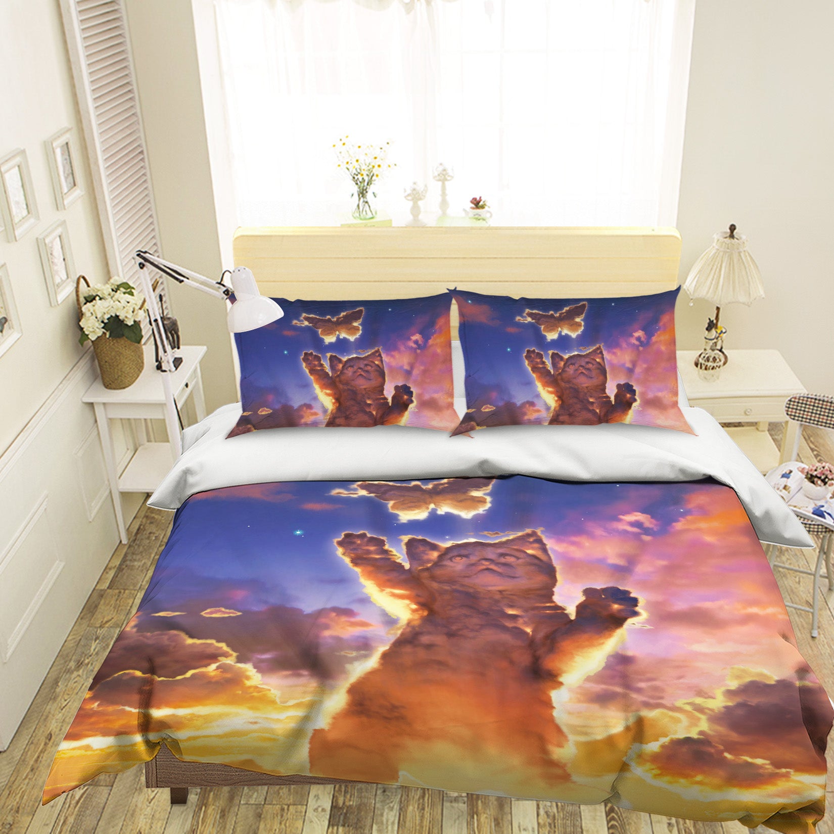 3D Cloud Kitten Sunset 032 Bed Pillowcases Quilt Exclusive Designer Vincent