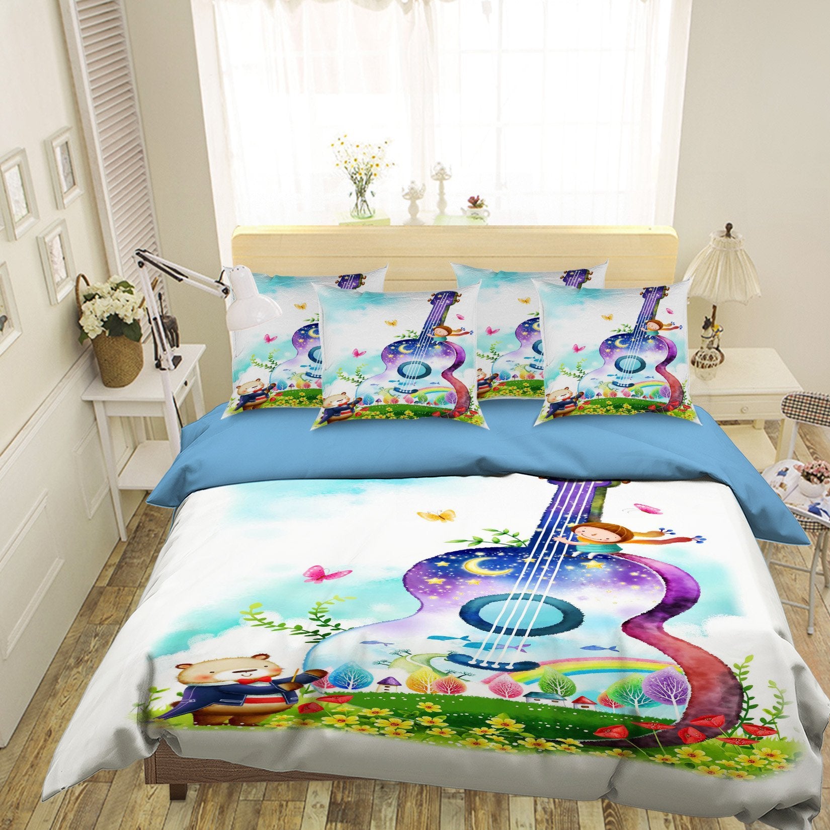 3D Big Guitar 033 Bed Pillowcases Quilt Wallpaper AJ Wallpaper