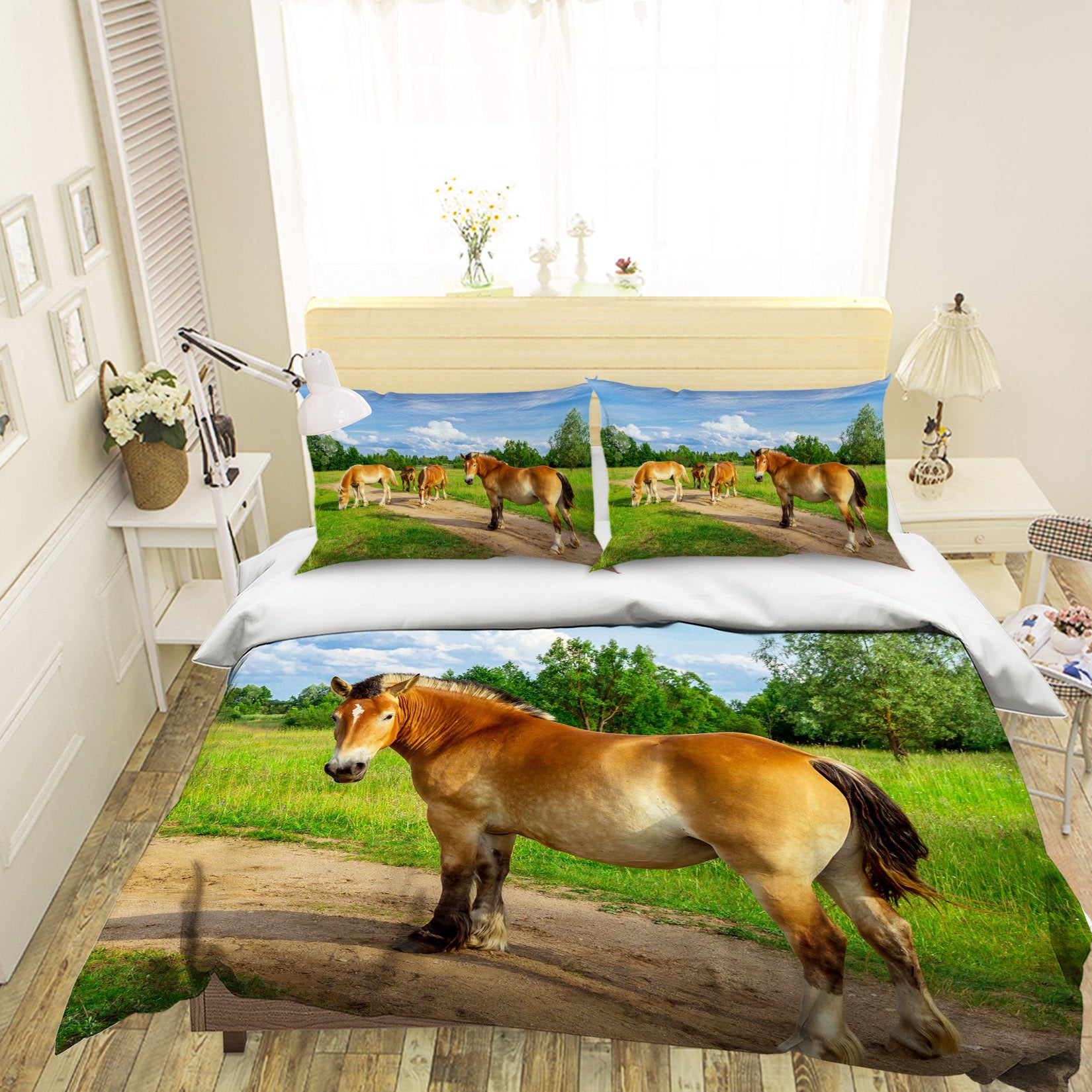 3D Painted Horse 1910 Bed Pillowcases Quilt