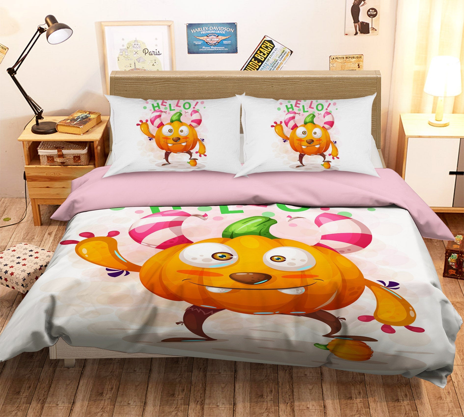 3D Monster Pumpkin 1213 Halloween Bed Pillowcases Quilt Quiet Covers AJ Creativity Home