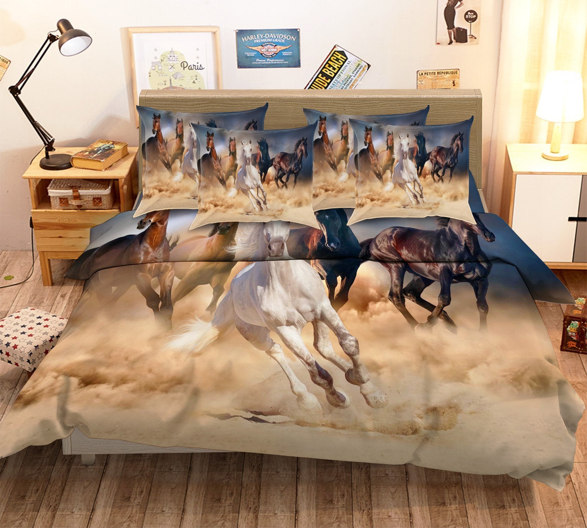 3D Running Horses 56 Bed Pillowcases Quilt Wallpaper AJ Wallpaper