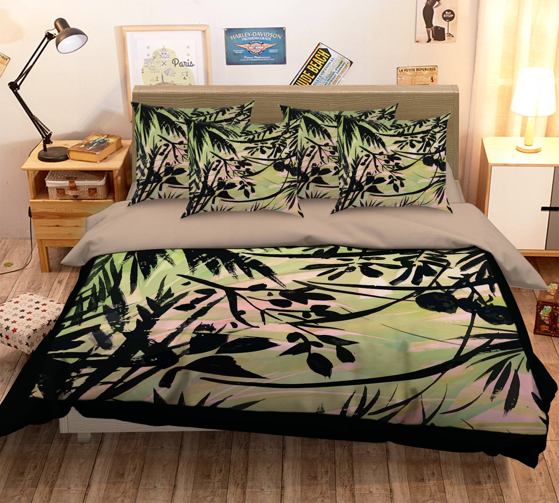 3D Oil Painting Leaves 067 Bed Pillowcases Quilt Wallpaper AJ Wallpaper