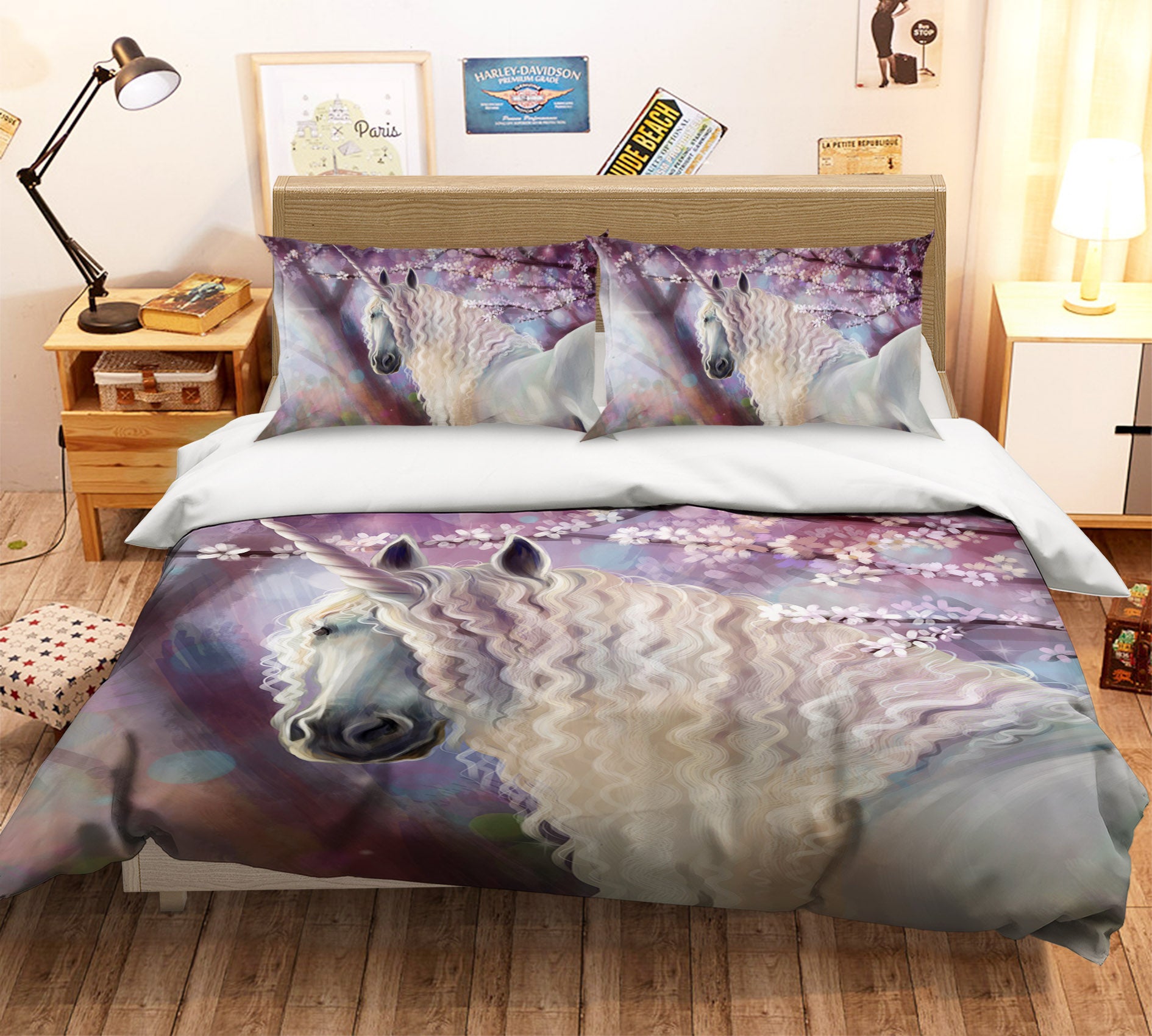 3D Flower Unicorn 035 Bed Pillowcases Quilt