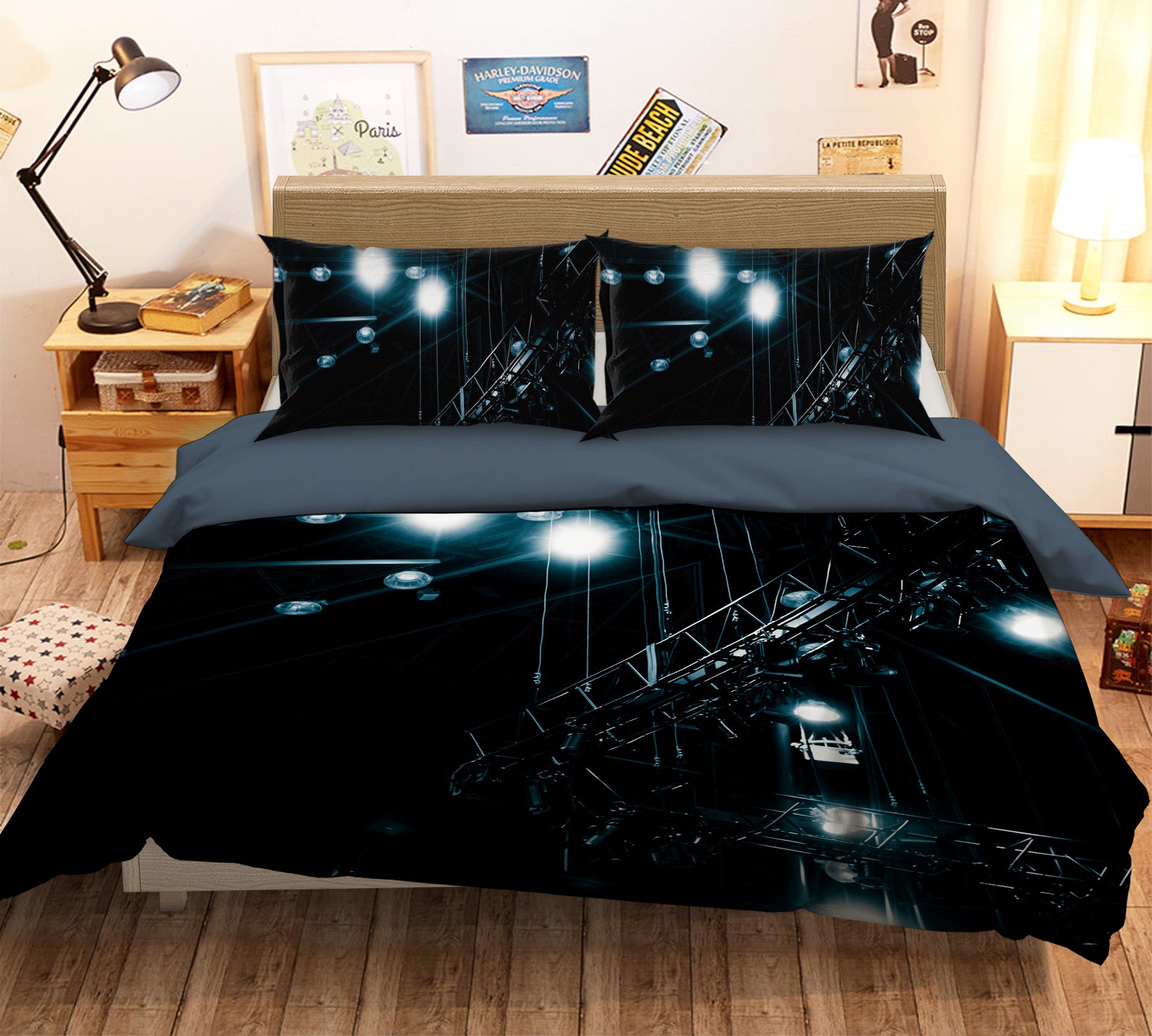 3D Steel Frame Lighting 2012 Noirblanc777 Bedding Bed Pillowcases Quilt