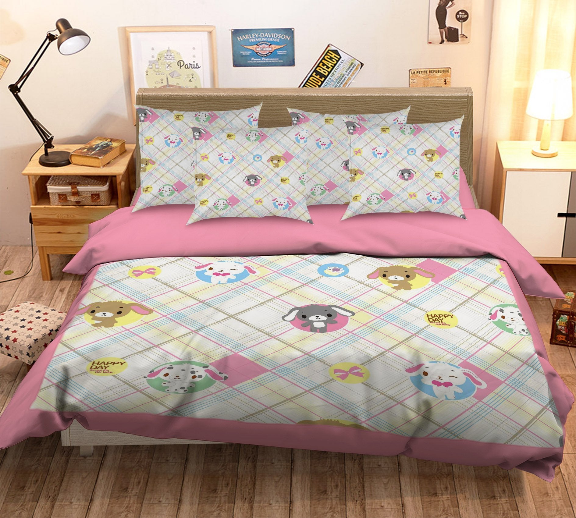 3D Long Ear Bears 107 Bed Pillowcases Quilt Wallpaper AJ Wallpaper