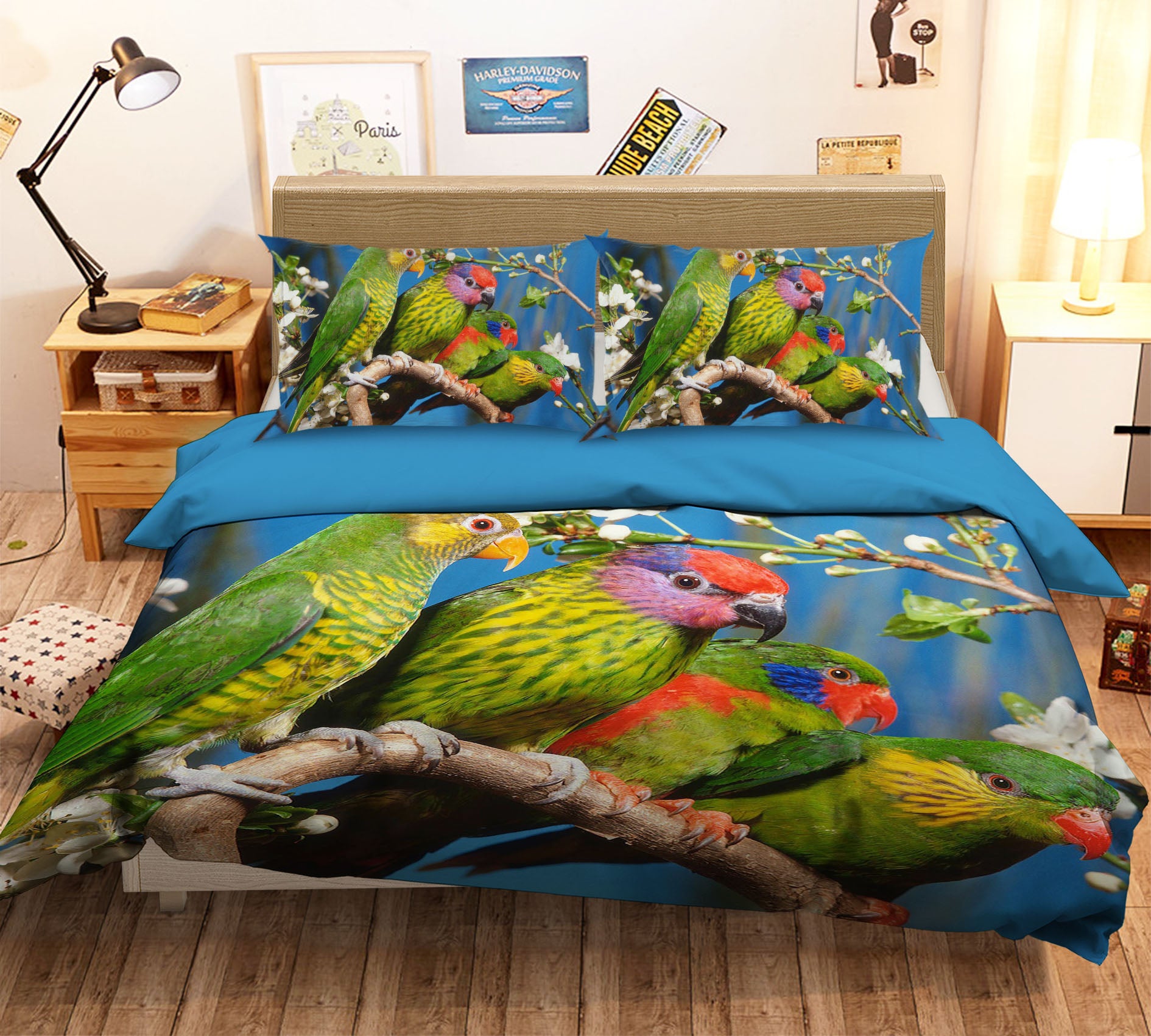 3D Plum Magpie 1924 Bed Pillowcases Quilt