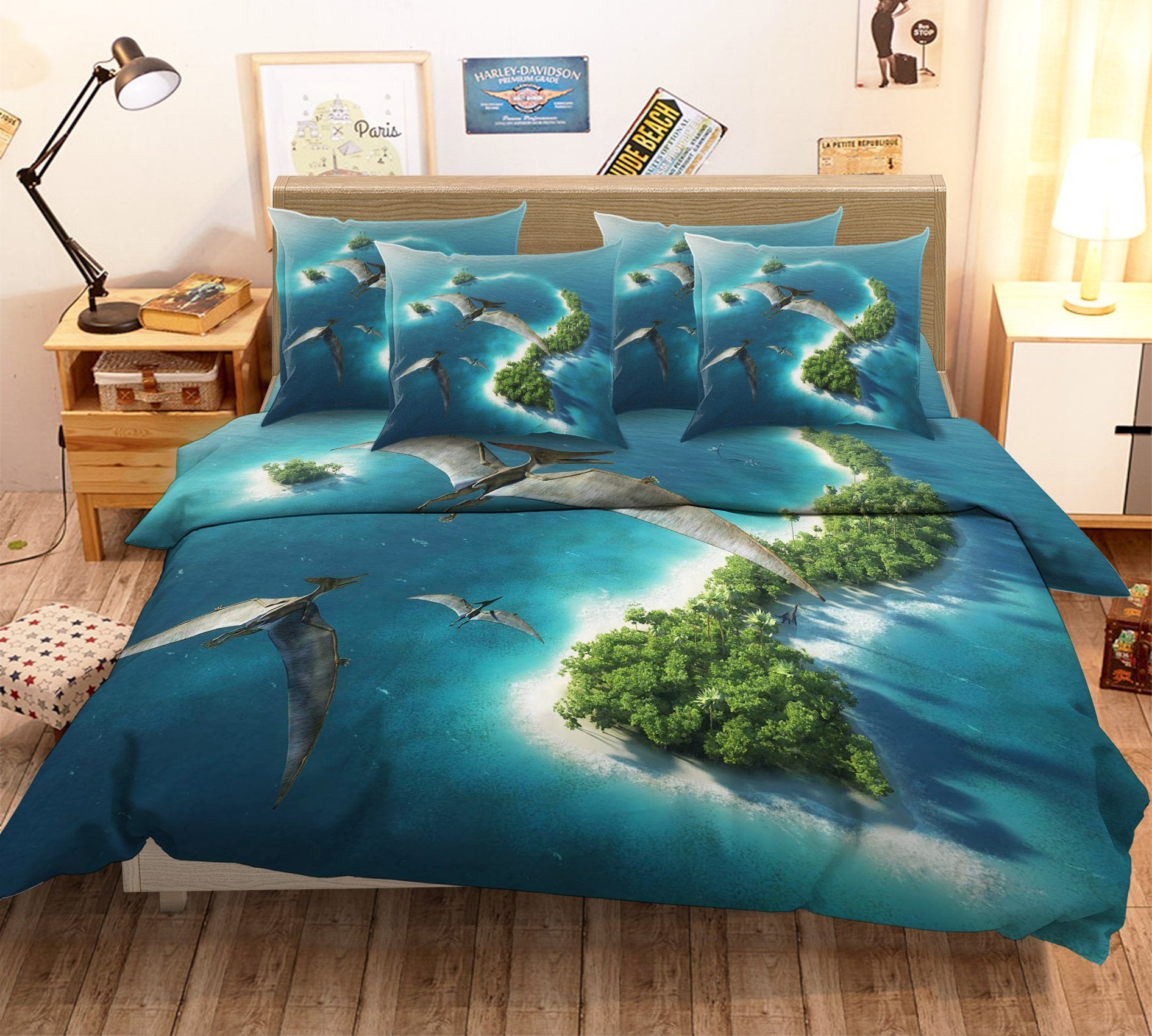 3D Sea Flying Dinosaurs 112 Bed Pillowcases Quilt Wallpaper AJ Wallpaper