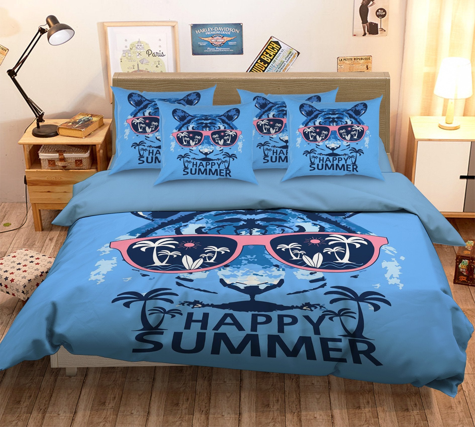 3D Sunglasses Cat 048 Bed Pillowcases Quilt Wallpaper AJ Wallpaper