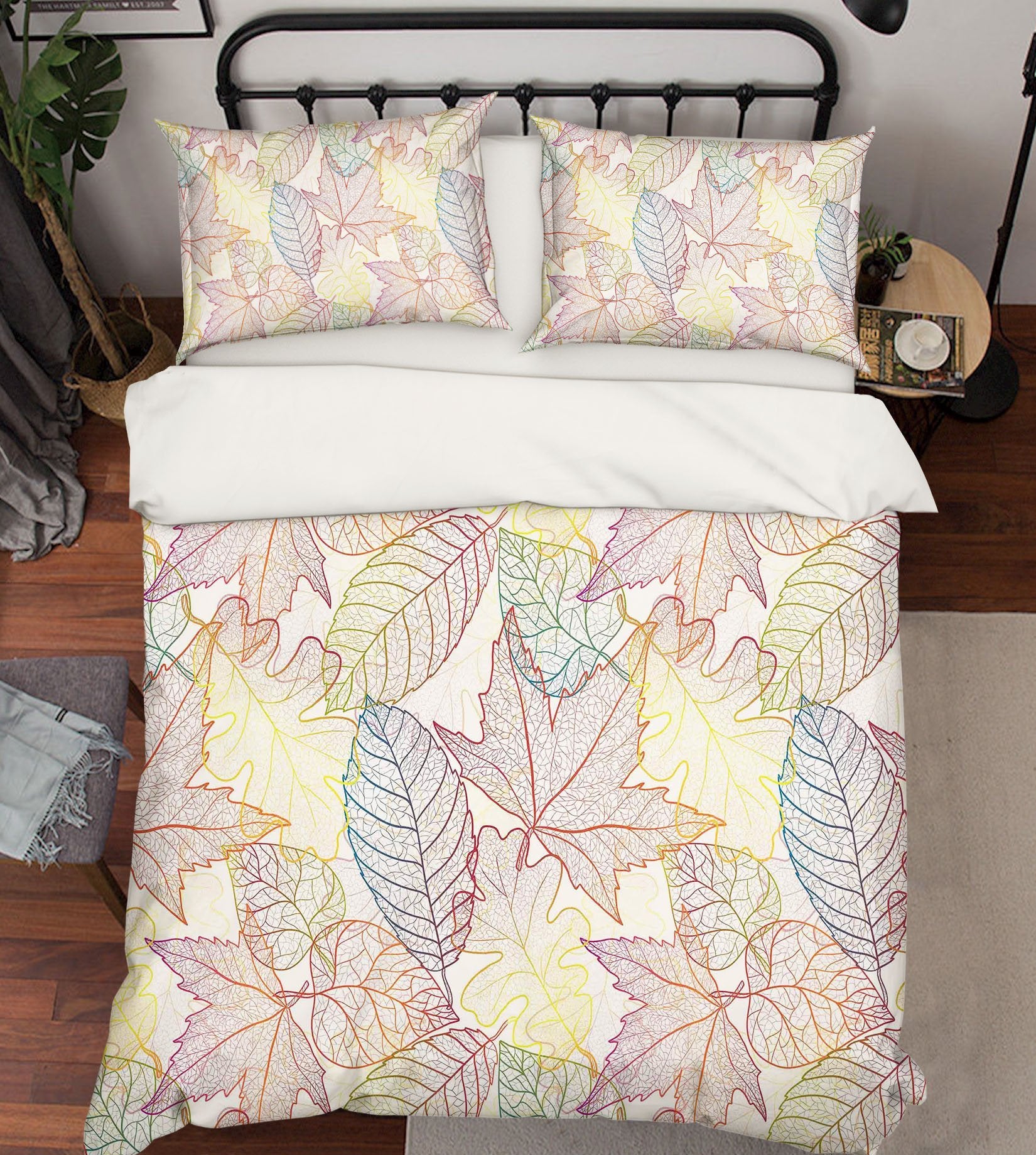 3D Leaves Vein Pattern 220 Bed Pillowcases Quilt Wallpaper AJ Wallpaper