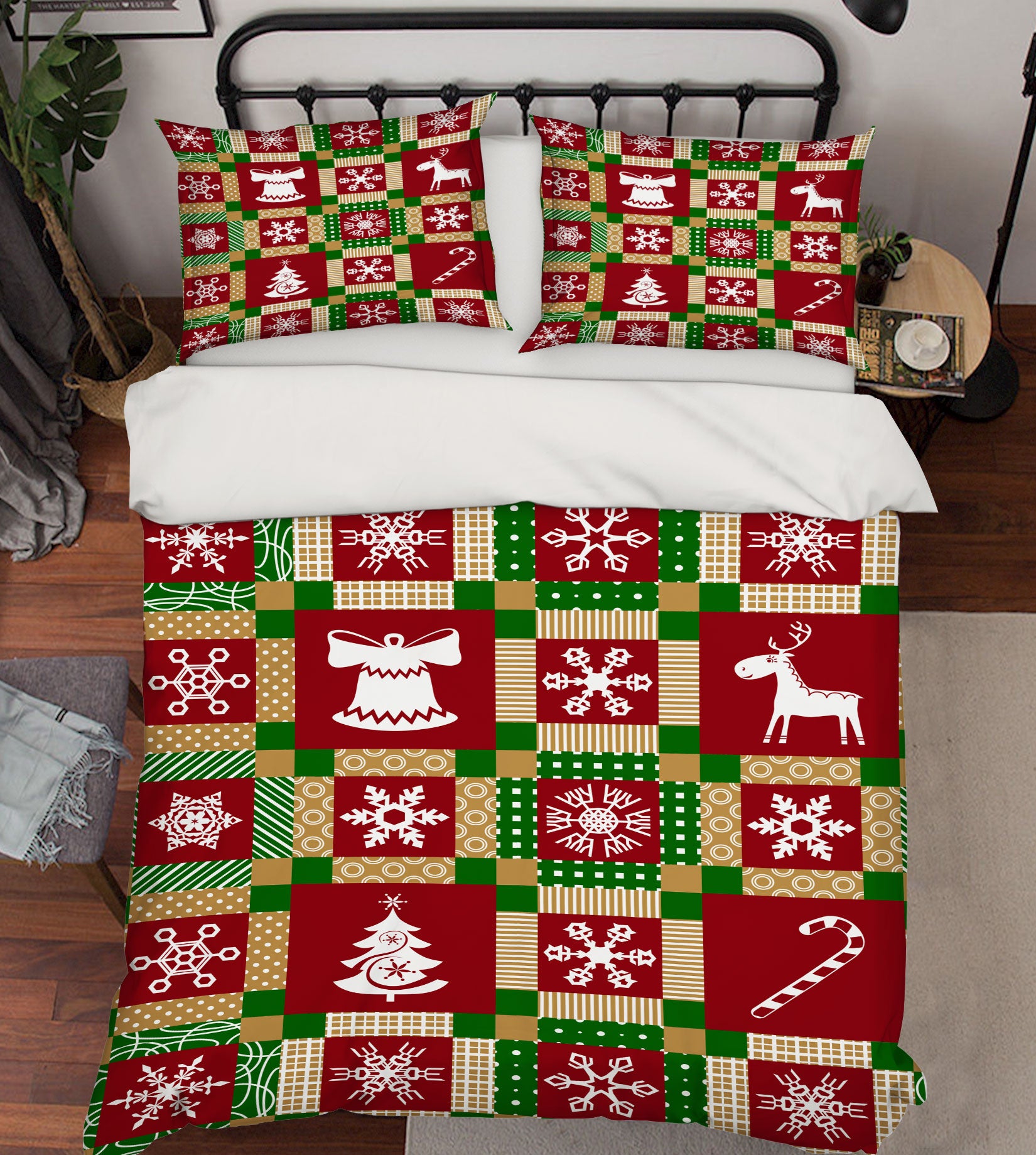 3D Red Square 52194 Christmas Quilt Duvet Cover Xmas Bed Pillowcases