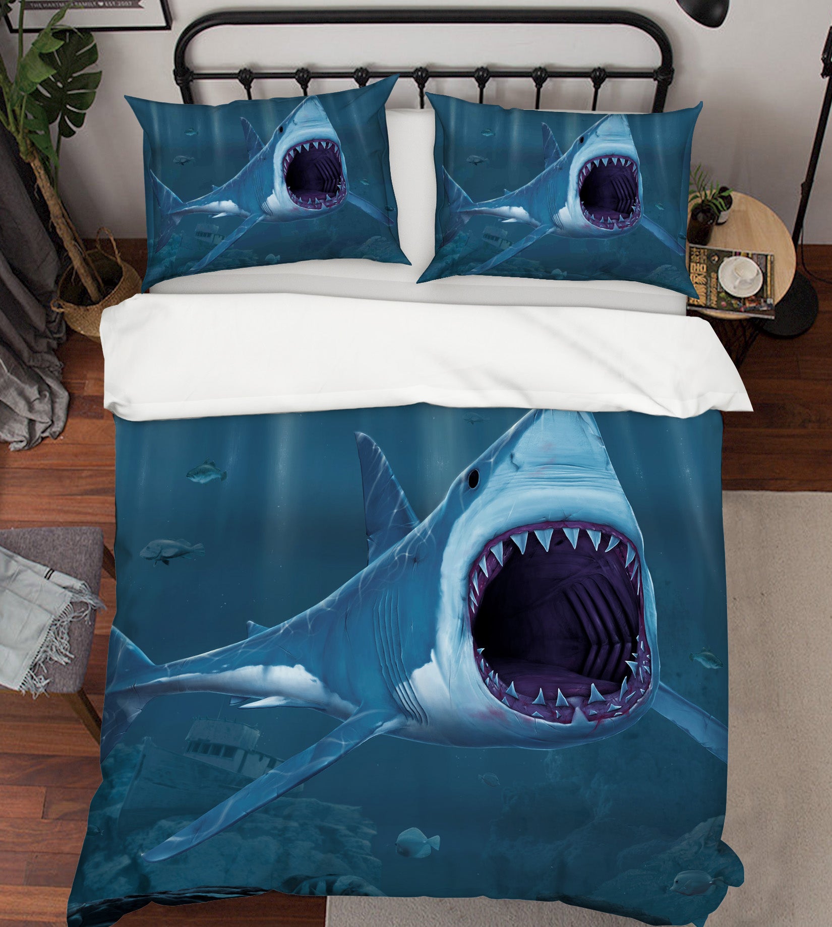 3D Shark Bite 078 Bed Pillowcases Quilt Exclusive Designer Vincent