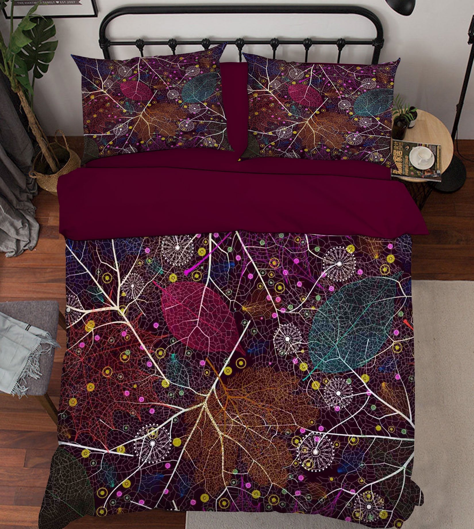 3D Colorful Leaves Pattern 328 Bed Pillowcases Quilt Wallpaper AJ Wallpaper