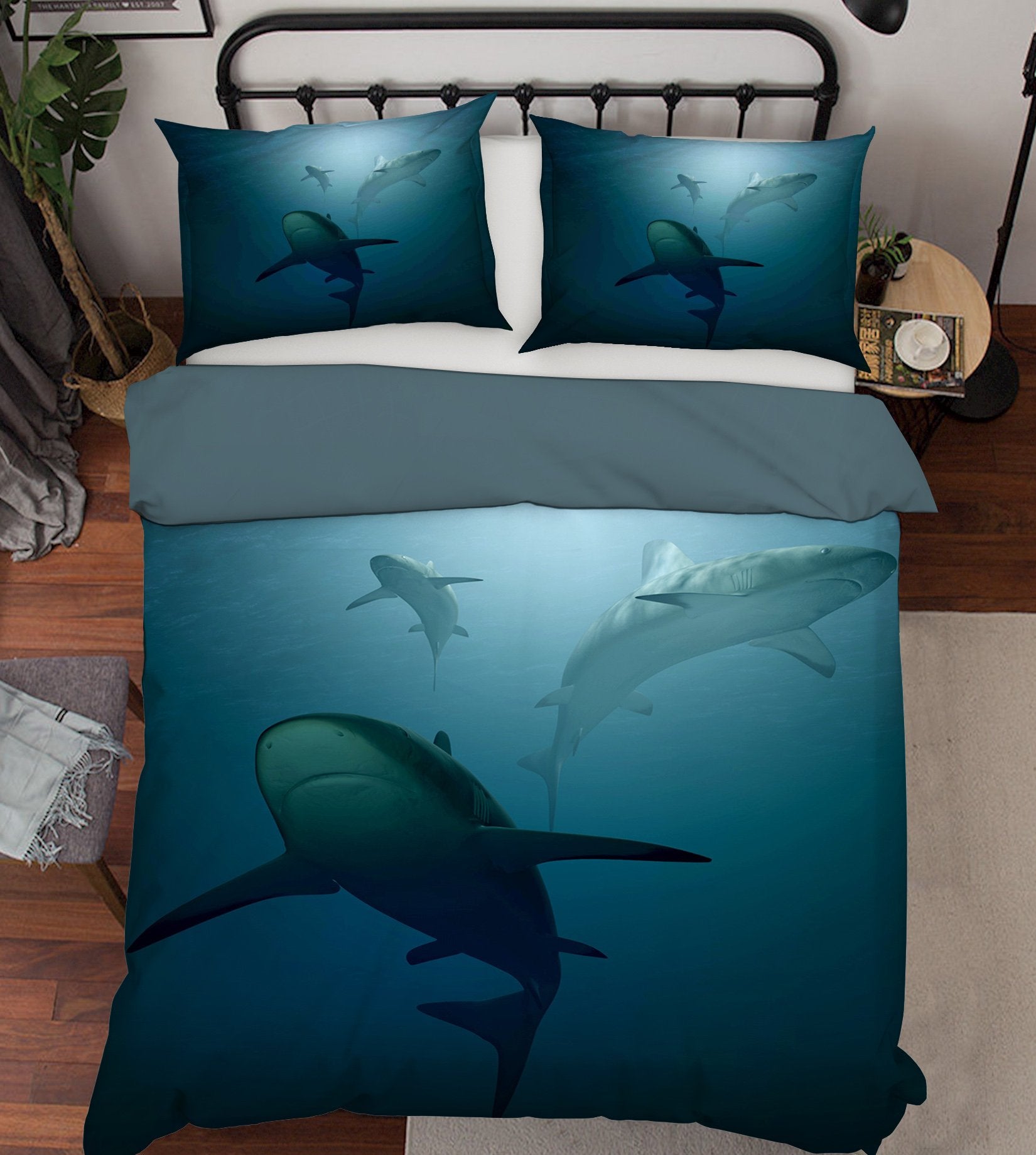 3D Deep Sea Shark 1953 Bed Pillowcases Quilt Quiet Covers AJ Creativity Home