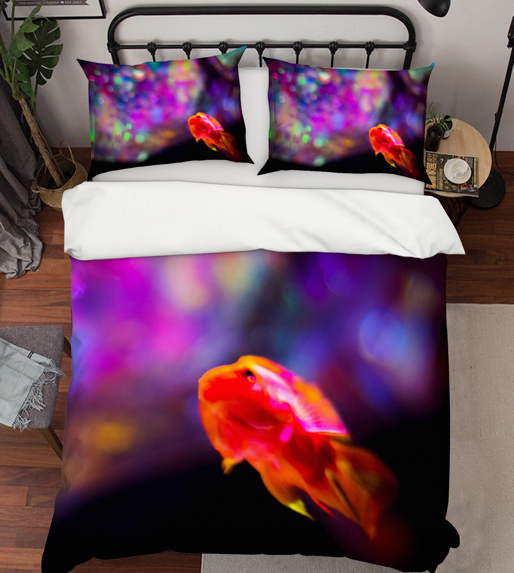 3D Goldfish Colored Lights 20118 Noirblanc777 Bedding Bed Pillowcases Quilt