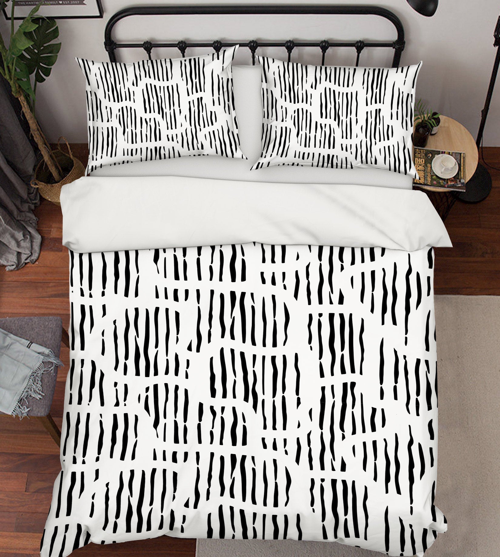 3D Black Strips 109129 Kashmira Jayaprakash Bedding Bed Pillowcases Quilt