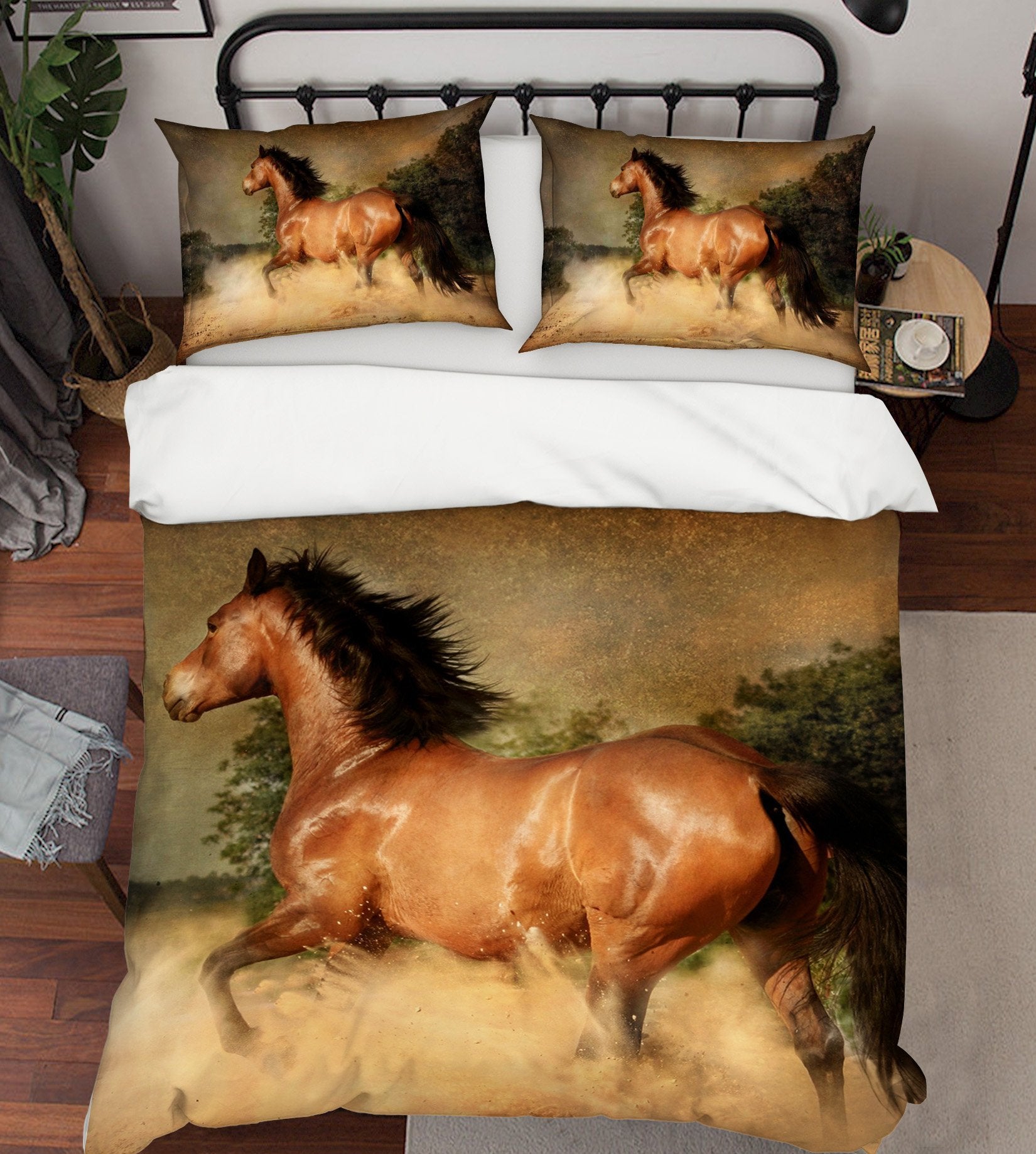 3D Horse Running 1977 Bed Pillowcases Quilt Quiet Covers AJ Creativity Home