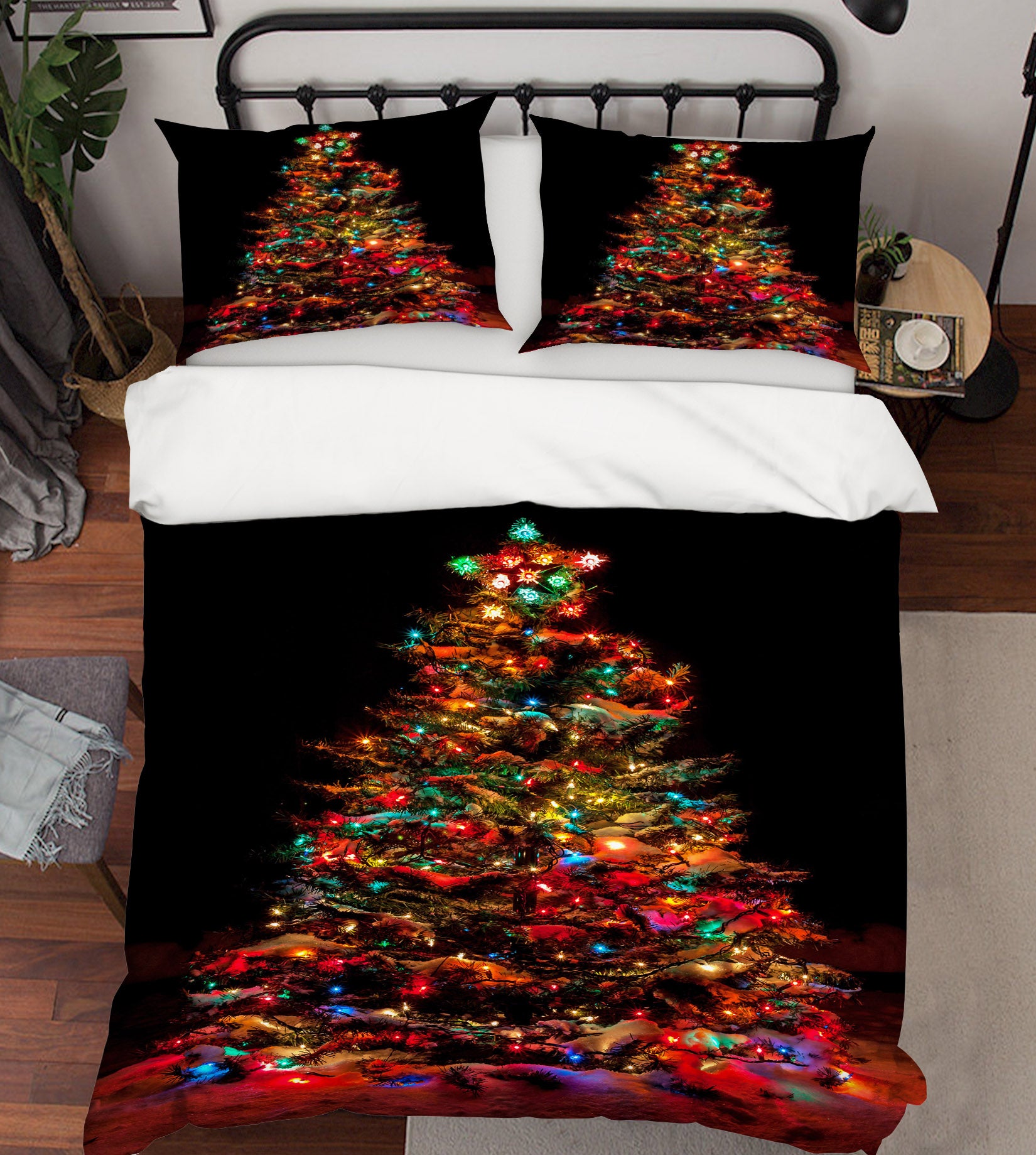 3D Colored Lights Tree 52233 Christmas Quilt Duvet Cover Xmas Bed Pillowcases