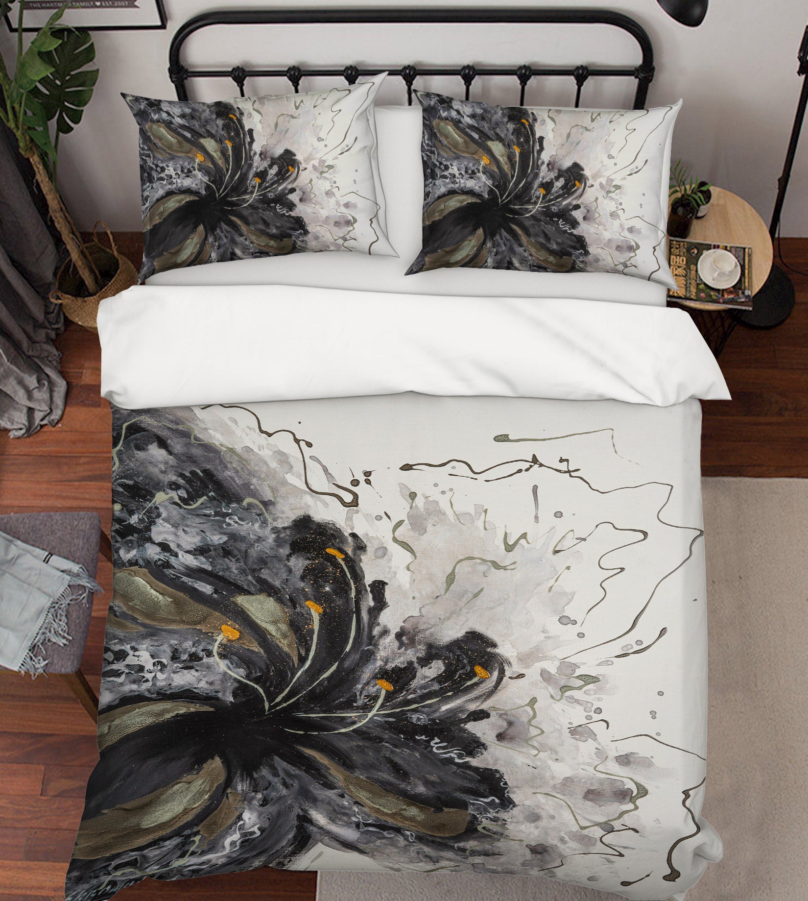 3D Black Ink Flower 541 Skromova Marina Bedding Bed Pillowcases Quilt