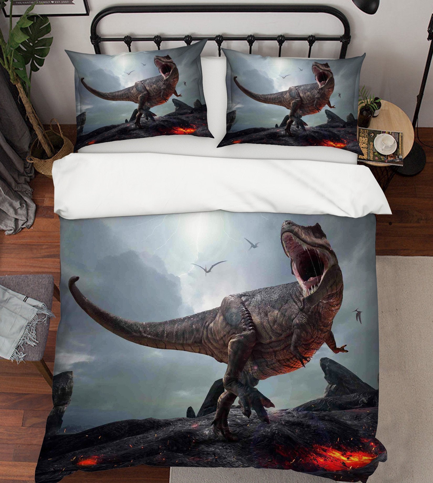 3D Lightning Tyrannosaurus Rex 066 Bed Pillowcases Quilt Wallpaper AJ Wallpaper