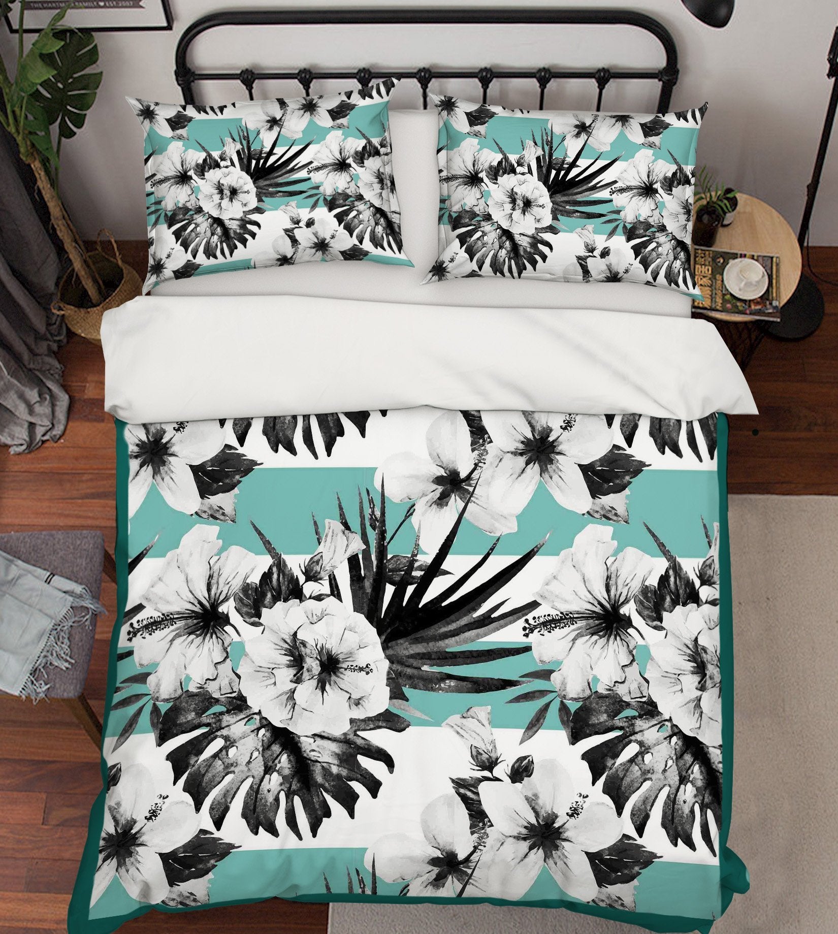 3D Black Flower 054 Bed Pillowcases Quilt Wallpaper AJ Wallpaper