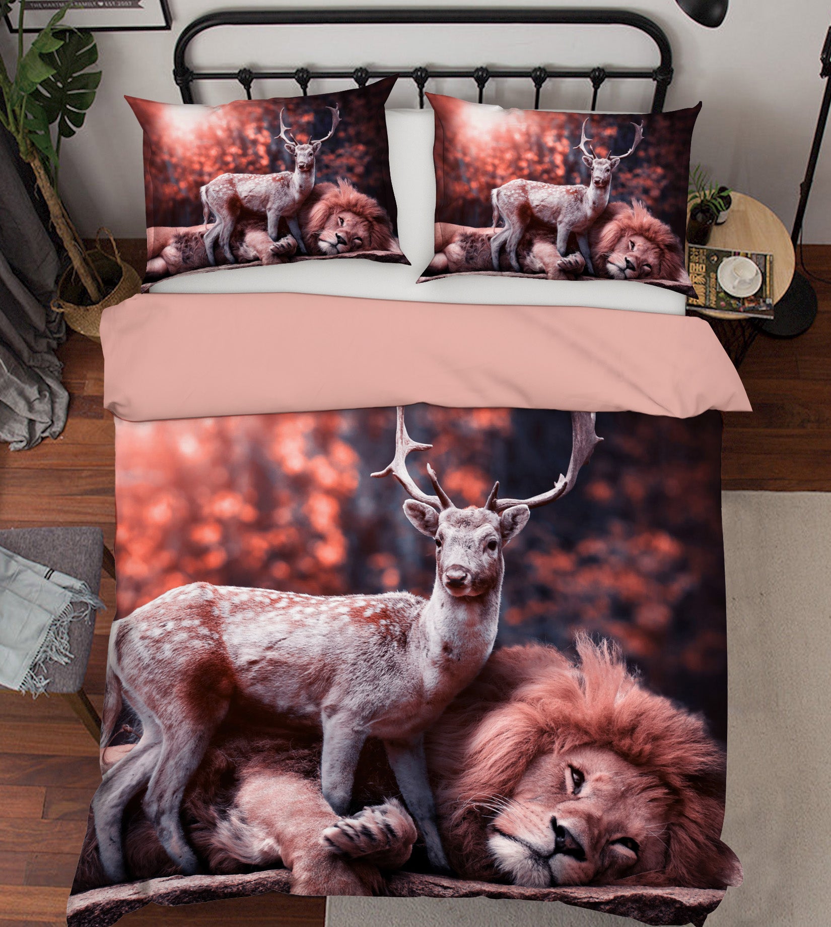 3D Red Lion Fawn 084 Bed Pillowcases Quilt