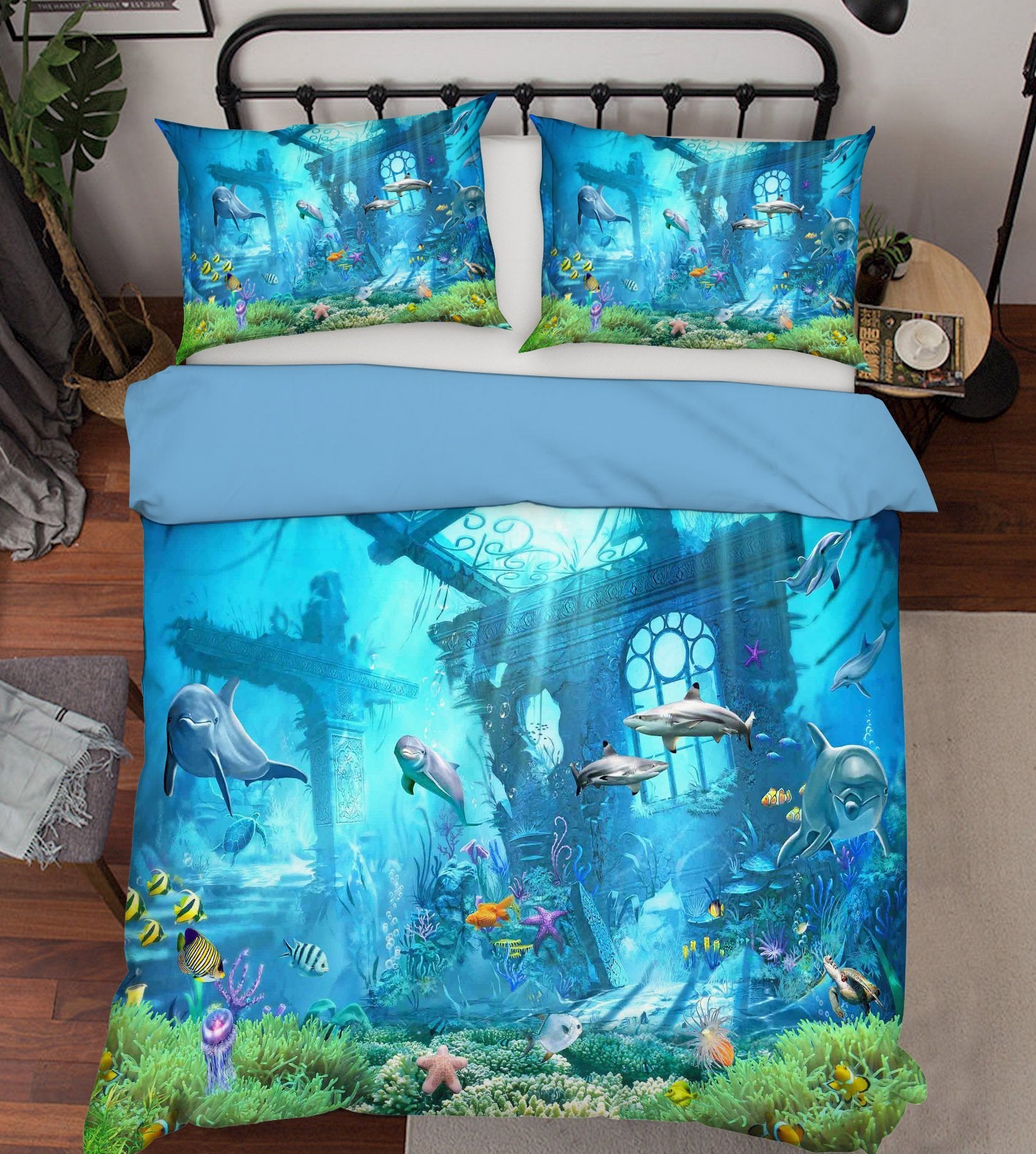 3D Dolphin Starfish 204 Bed Pillowcases Quilt Wallpaper AJ Wallpaper