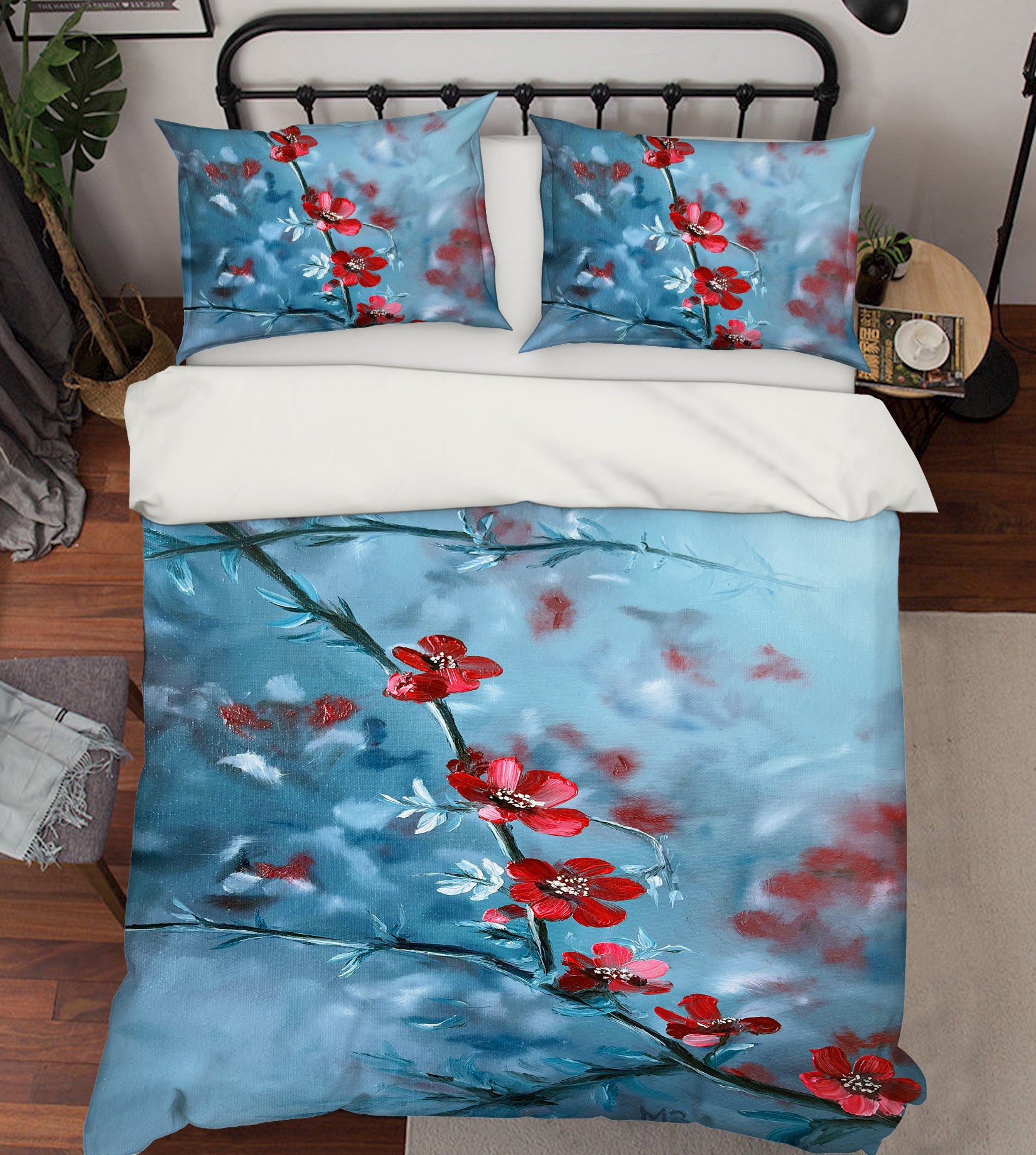 3D Red Flower Branch 97107 Marina Zotova Bedding Bed Pillowcases Quilt
