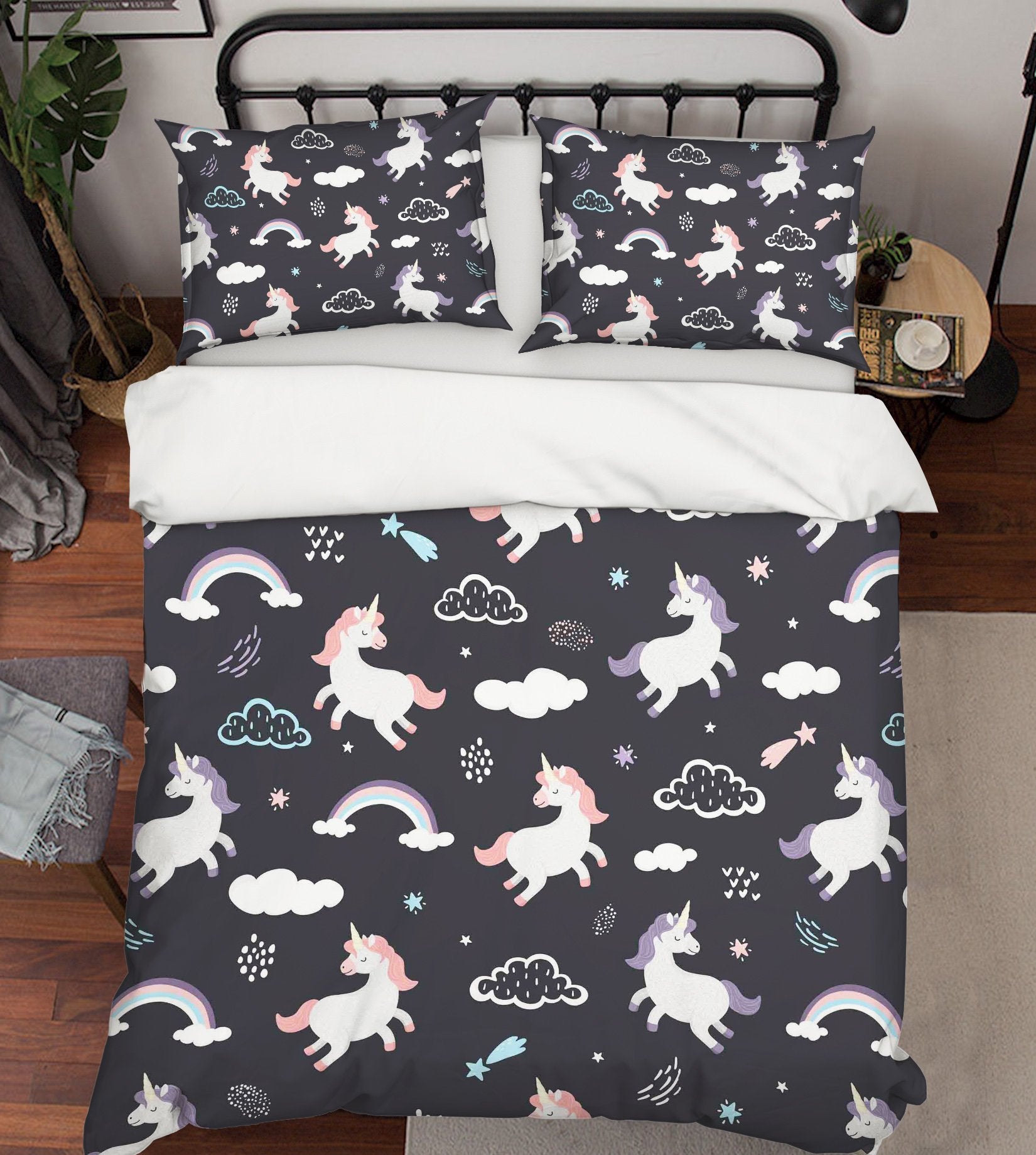 3D Rainbow Unicorn 067 Bed Pillowcases Quilt Wallpaper AJ Wallpaper