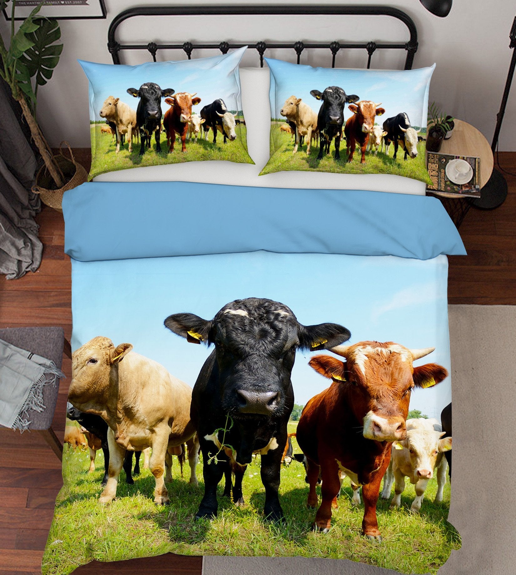 3D Herd Cows 1931 Bed Pillowcases Quilt Quiet Covers AJ Creativity Home