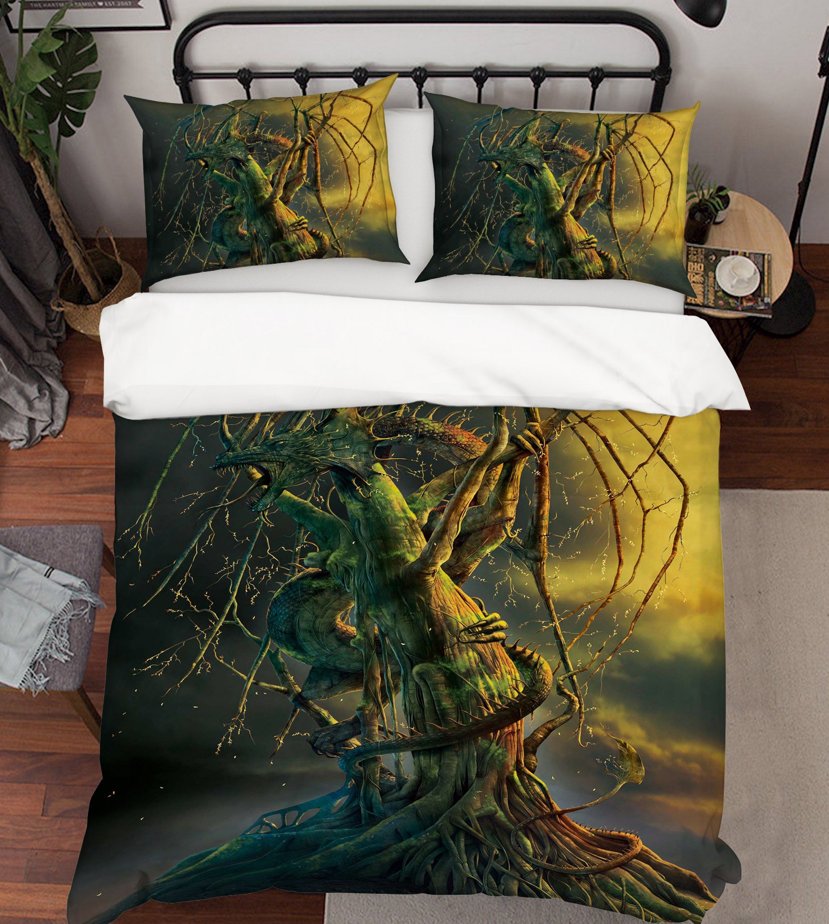 3D Tree Dragon 093 Bed Pillowcases Quilt Exclusive Designer Vincent
