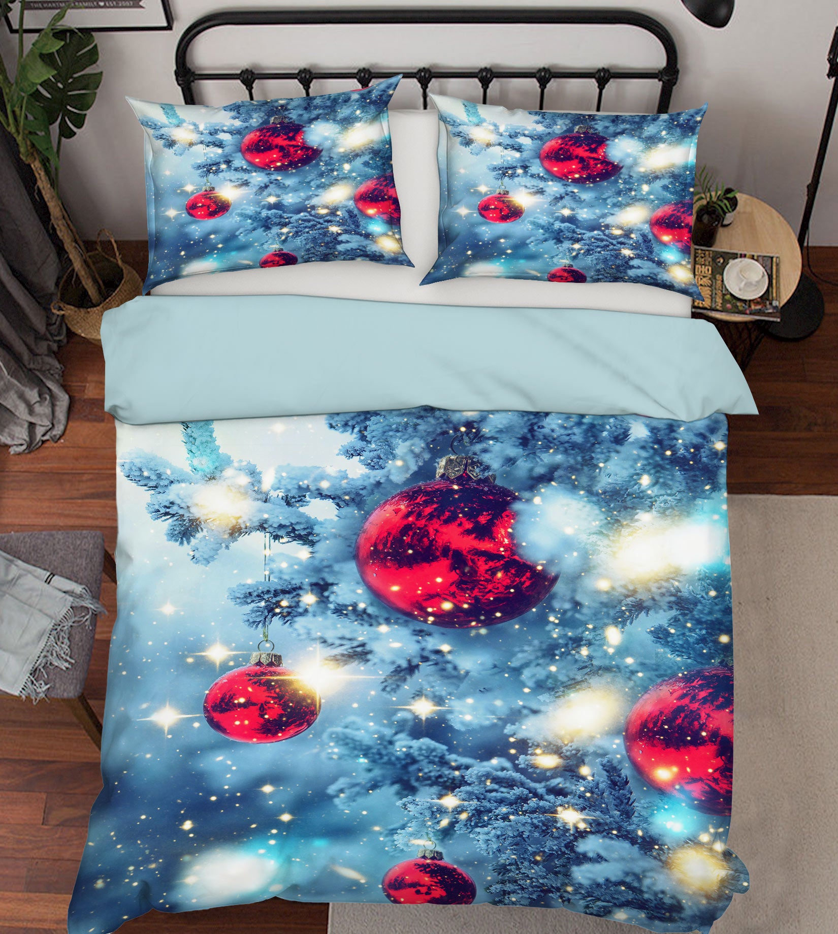 3D Snow Tree Red Ball 52169 Christmas Quilt Duvet Cover Xmas Bed Pillowcases