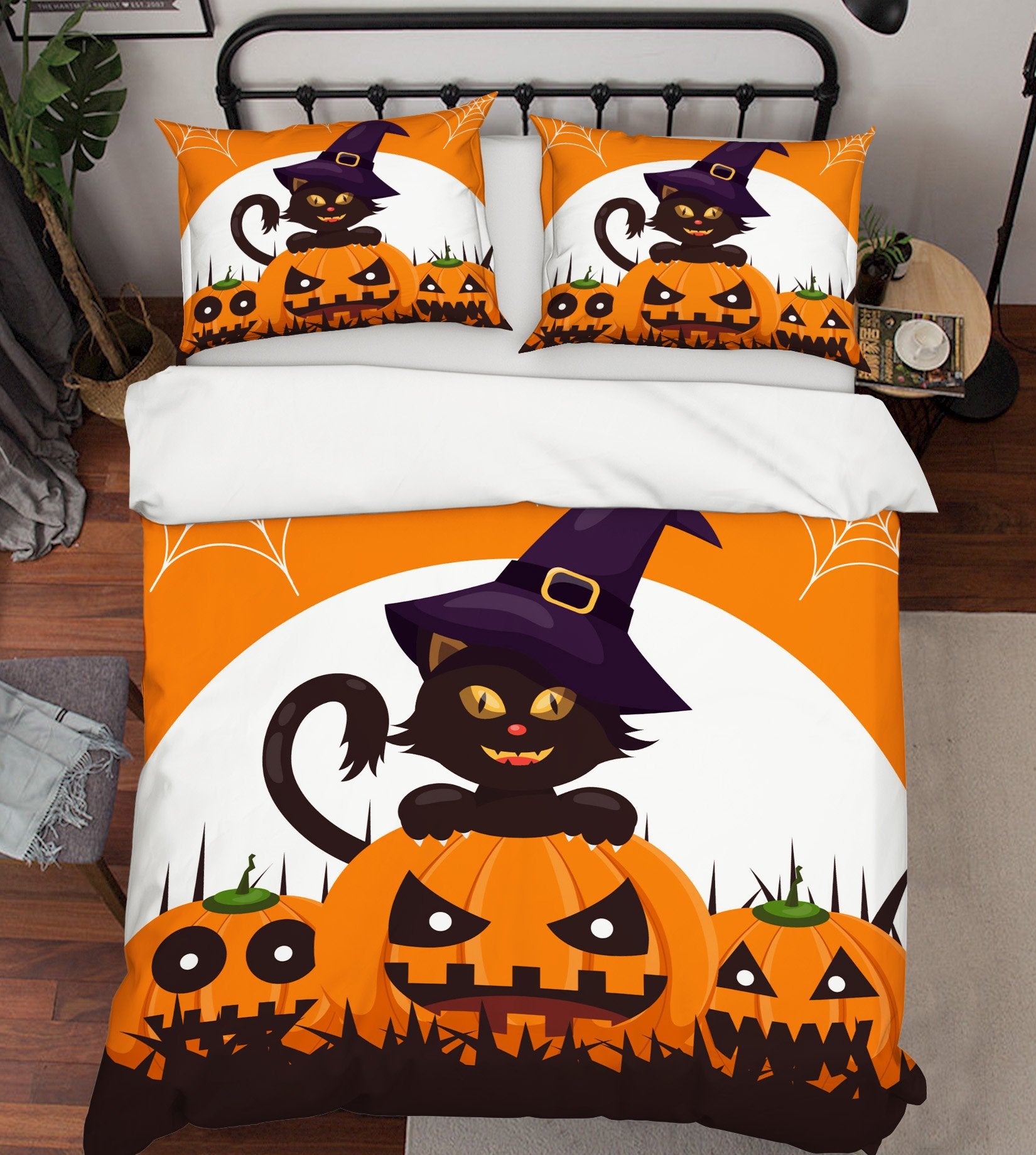 3D Black Cat Pumpkin 1210 Halloween Bed Pillowcases Quilt Quiet Covers AJ Creativity Home