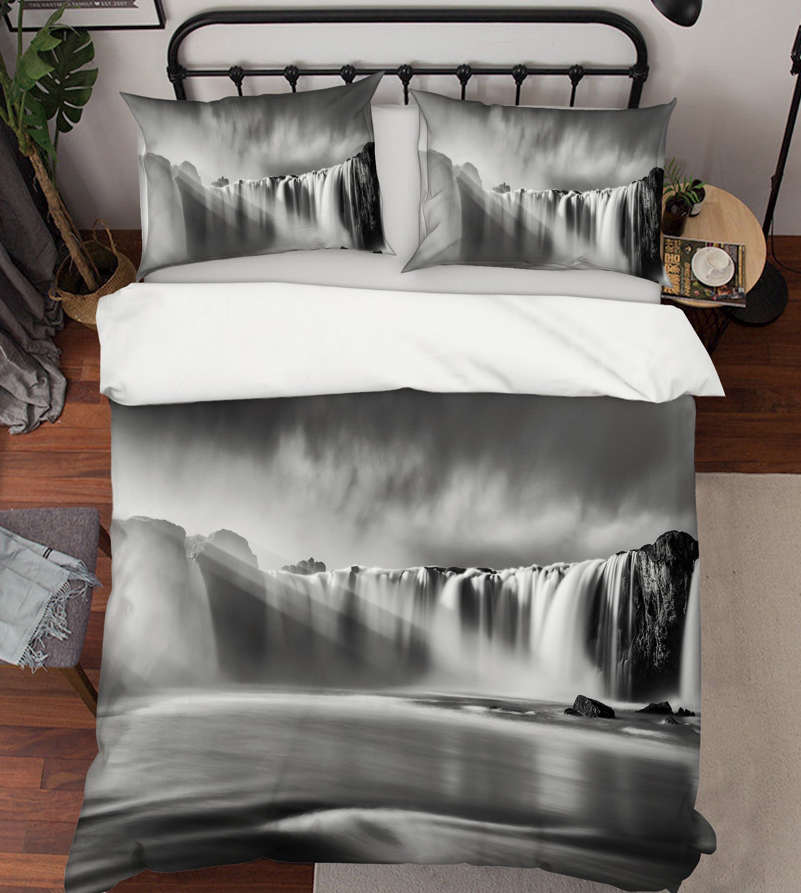 3D Black Waterfall 080 Marco Carmassi Bedding Bed Pillowcases Quilt